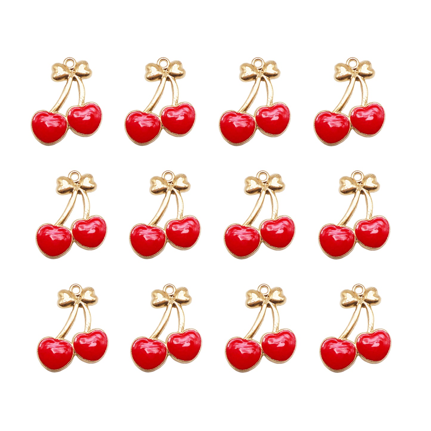10pcs Enamel Cherry Fruit Charms Pendants for Fashion Jewelry Necklace Bracelet Earring Keychain DIY Craft Accessories