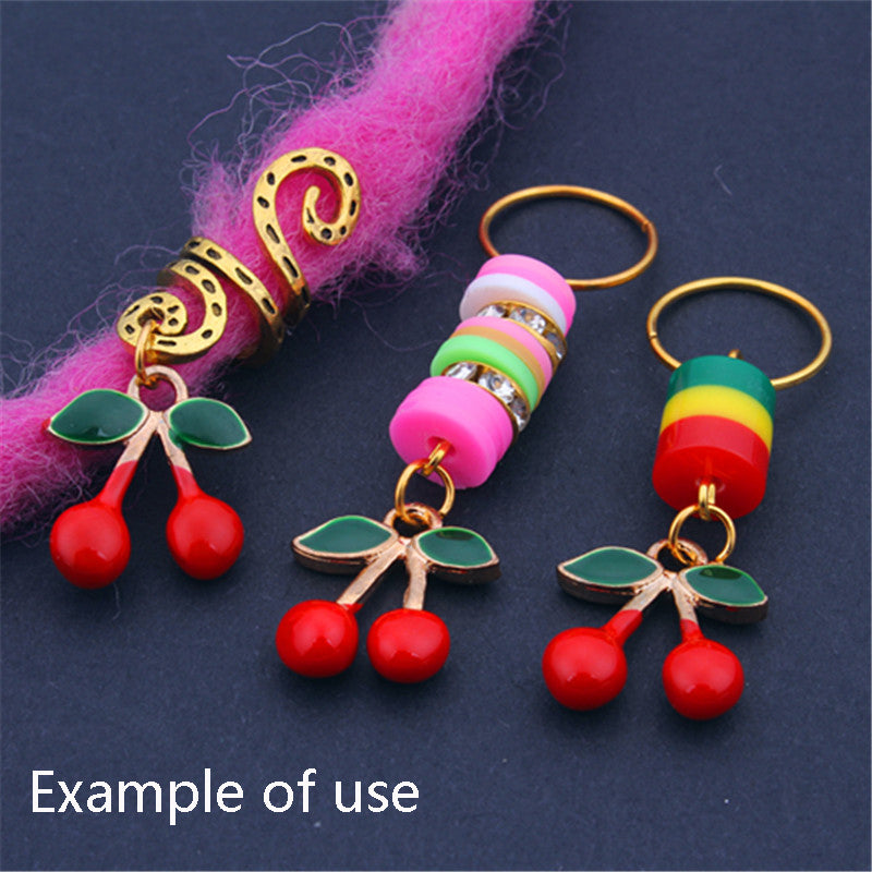 10pcs Enamel Cherry Fruit Charms Pendants for Fashion Jewelry Necklace Bracelet Earring Keychain DIY Craft Accessories