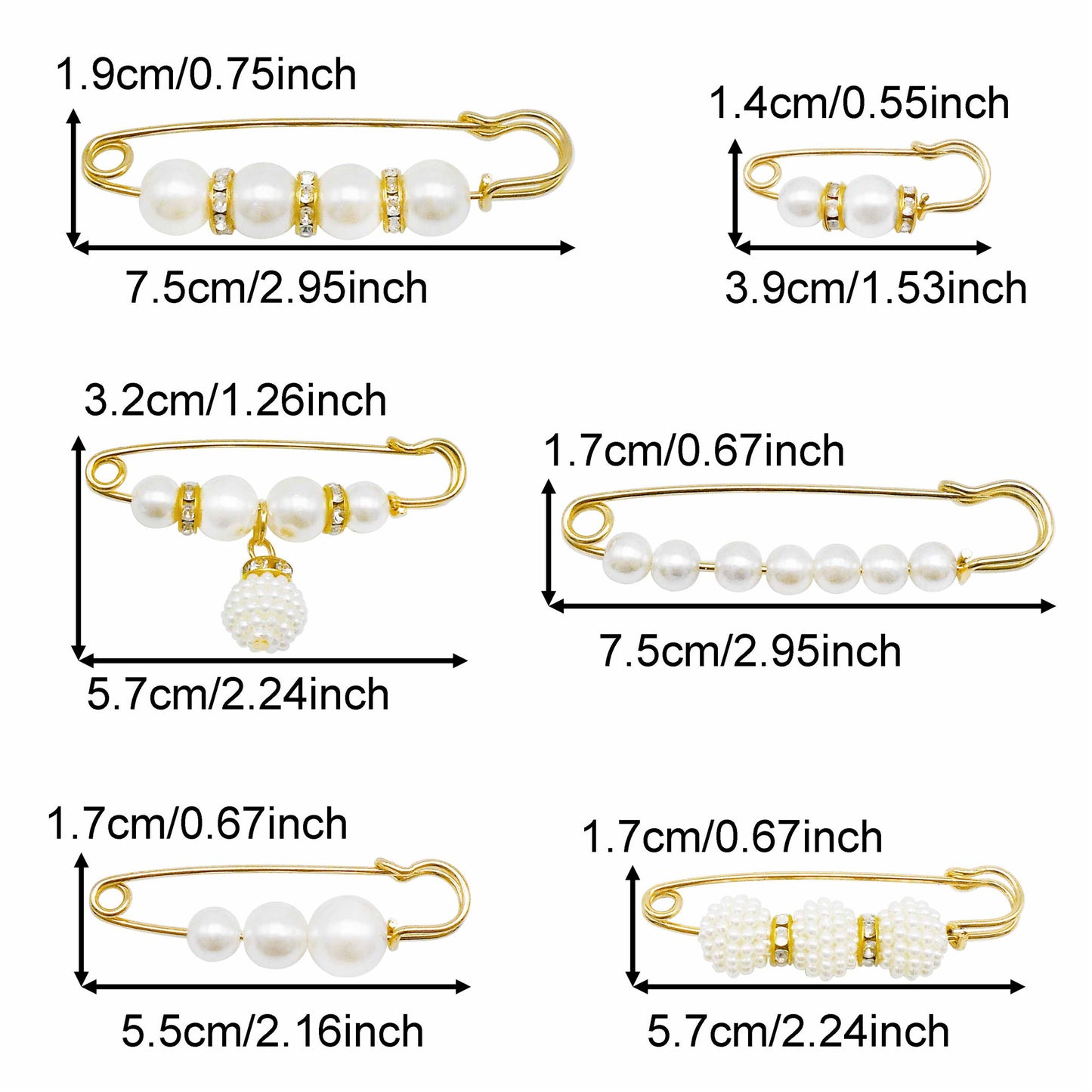 6PCS Fashion Shoe Charms Sock Charms, Gold Waistband Clips with Imitation Pearl, Waist Reduction Pins, Anti-Exposure Brooch for Women, Buckle Pins for Daily Decor & Fixing Clothing