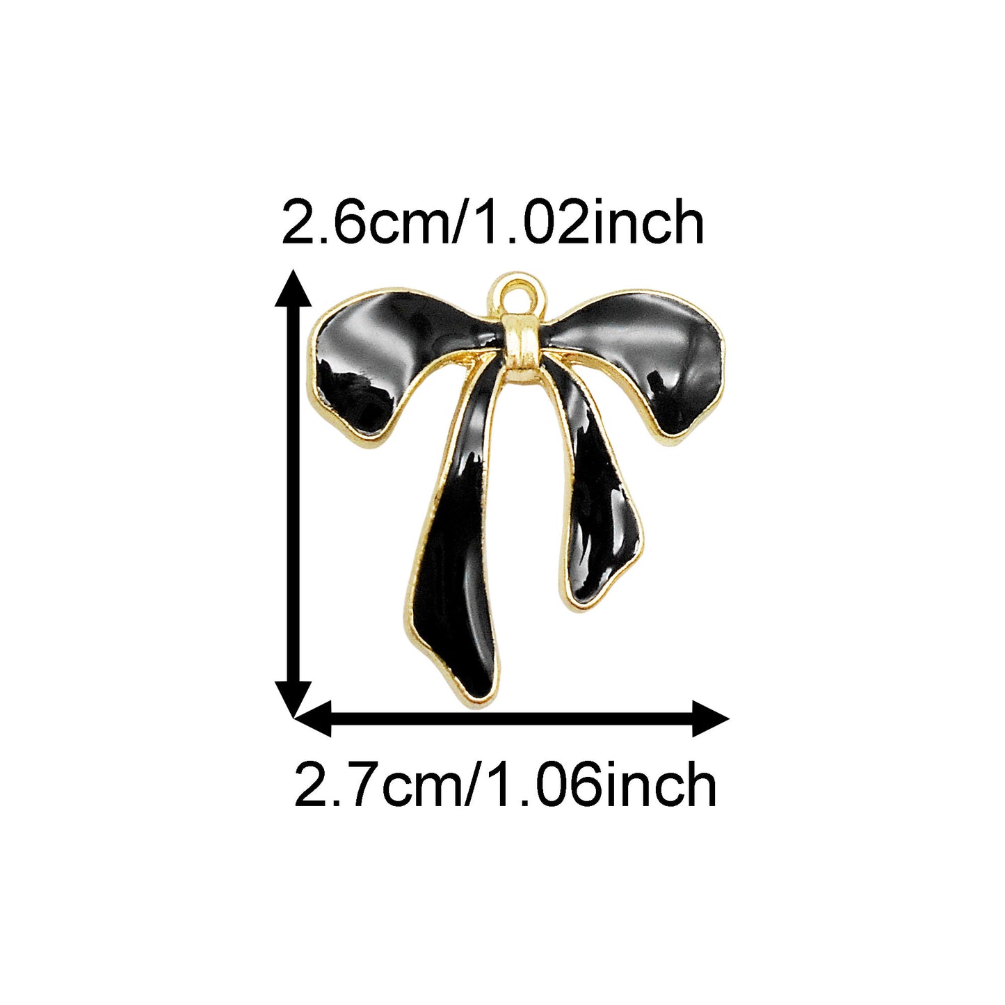 8PCS Quality Plated Black & White Alloy Bowknot Charms Enamel Bow Pendants for Jewelry Necklace Bracelet Earring Making Accessories Keychain Keyring Decor DIY Crafts Supplies