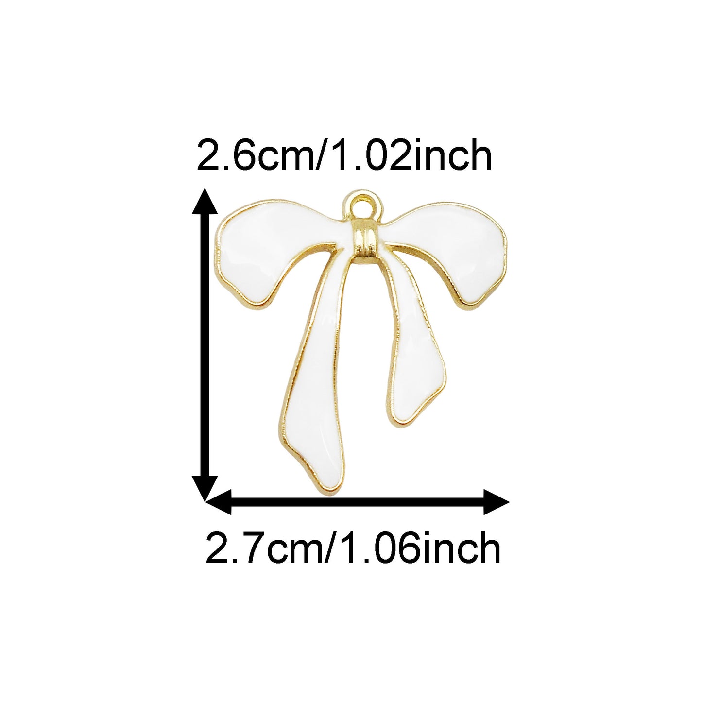 8PCS Quality Plated Black & White Alloy Bowknot Charms Enamel Bow Pendants for Jewelry Necklace Bracelet Earring Making Accessories Keychain Keyring Decor DIY Crafts Supplies