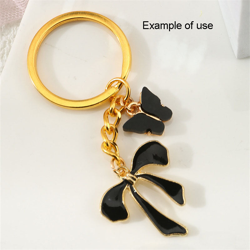 8PCS Quality Plated Black & White Alloy Bowknot Charms Enamel Bow Pendants for Jewelry Necklace Bracelet Earring Making Accessories Keychain Keyring Decor DIY Crafts Supplies