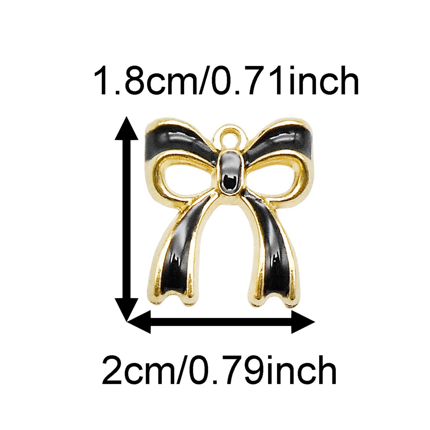 8PCS Quality Plated Black & White Alloy Bowknot Charms Enamel Bow Pendants for Jewelry Necklace Bracelet Earring Making Accessories Keychain Keyring Decor DIY Crafts Supplies
