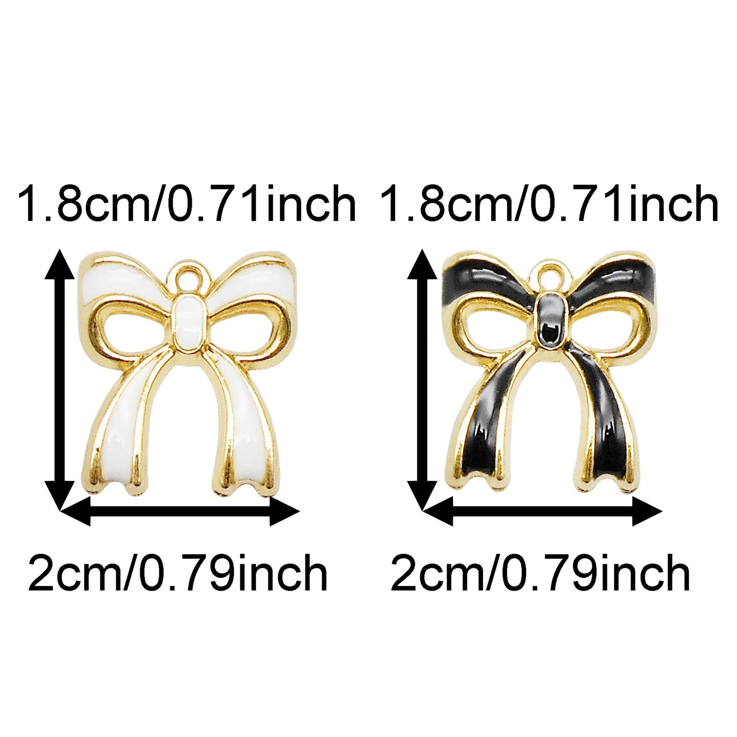 8PCS Quality Plated Black & White Alloy Bowknot Charms Enamel Bow Pendants for Jewelry Necklace Bracelet Earring Making Accessories Keychain Keyring Decor DIY Crafts Supplies