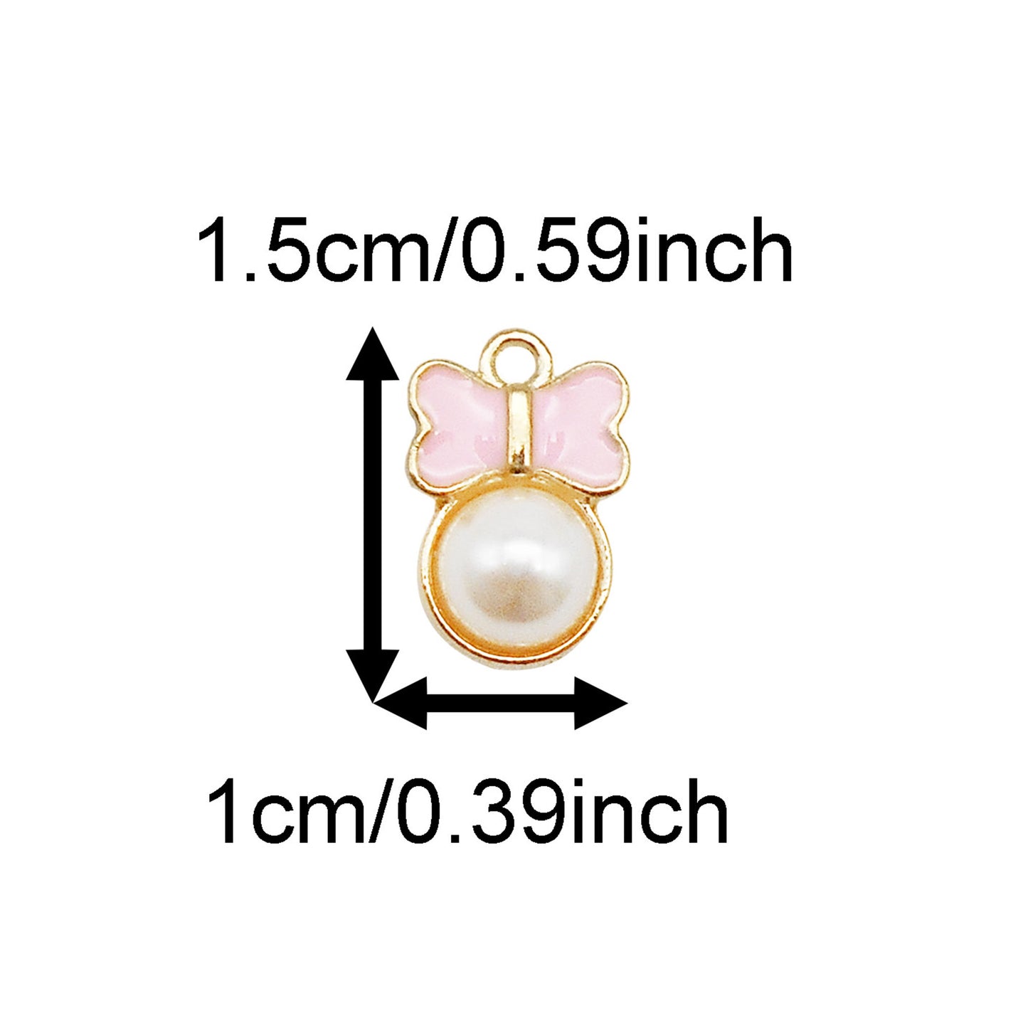 20PCS 15*10mm Enamel Bow Charms with Imitation Pearl Alloy Bowknot Pendants Cute Jewelry Accessories for Necklace Bracelet Earring Making Keychain Bags Decor Craft Decoration