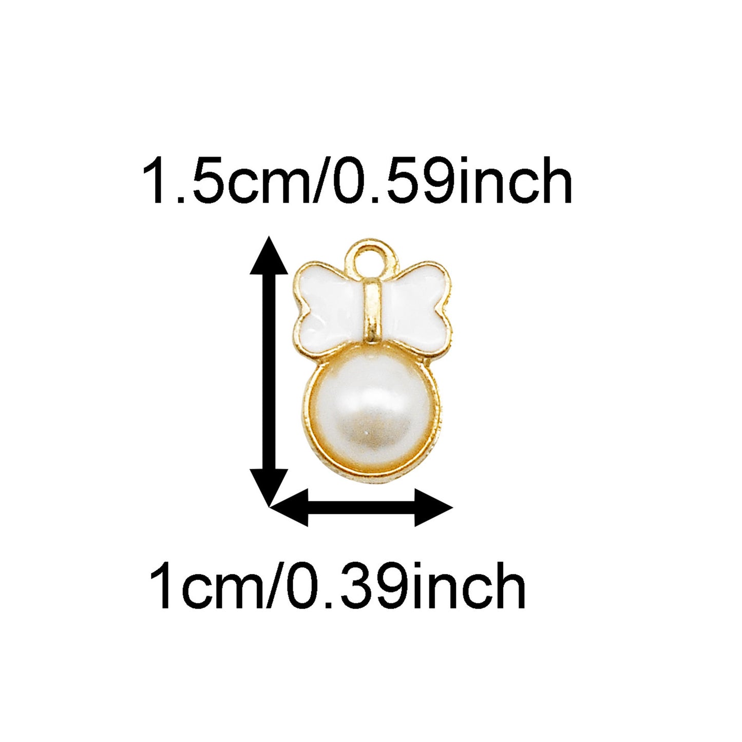 20PCS 15*10mm Enamel Bow Charms with Imitation Pearl Alloy Bowknot Pendants Cute Jewelry Accessories for Necklace Bracelet Earring Making Keychain Bags Decor Craft Decoration