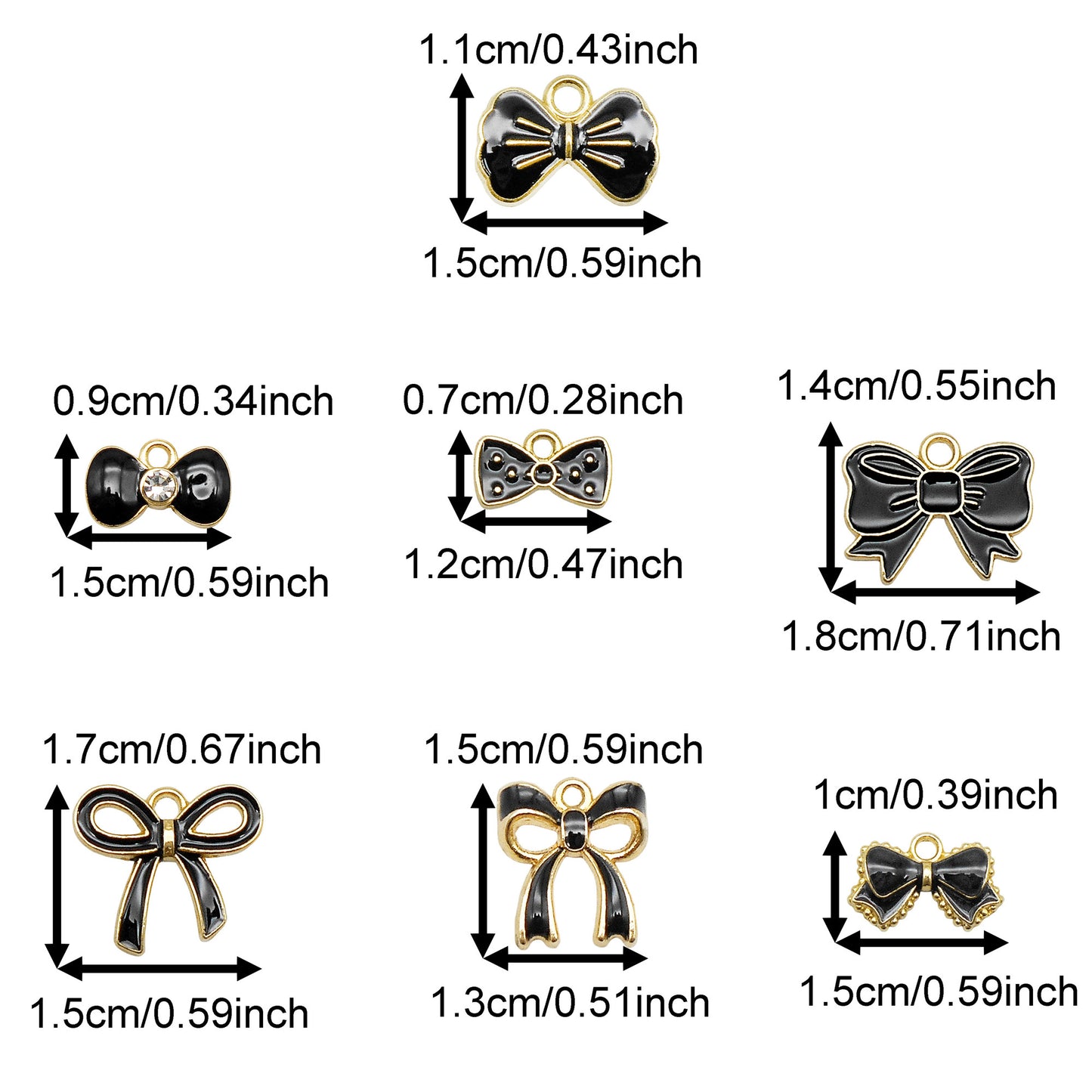 7Pcs Quality Plated Enamel Bowknot Charms Alloy Bow Pendants Jewelry Accessories for Necklace Bracelet Earring Decor Keychain Dangle Making Shoe Crafts Decoration