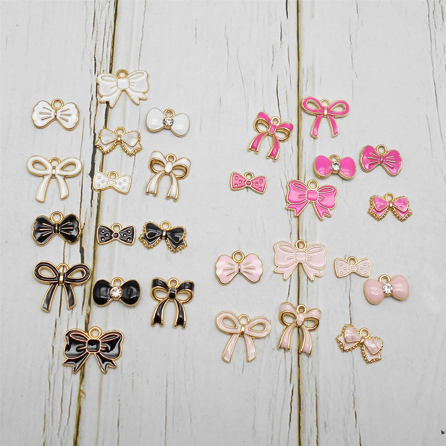 7Pcs Quality Plated Enamel Bowknot Charms Alloy Bow Pendants Jewelry Accessories for Necklace Bracelet Earring Decor Keychain Dangle Making Shoe Crafts Decoration