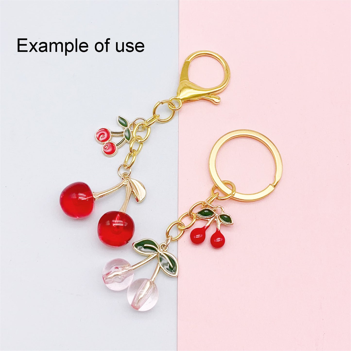 2Pcs Transparent Acrylic Cherry Charms with Alloy Enamel Leaf 3D Fruit Pendants Jewelry Making Accessories Necklace Bracelet Earring Decoration Keychains Shoes Crafts Decor
