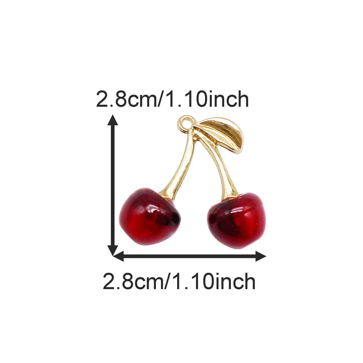 2Pcs Transparent Acrylic Cherry Charms with Alloy Enamel Leaf 3D Fruit Pendants Jewelry Making Accessories Necklace Bracelet Earring Decoration Keychains Shoes Crafts Decor
