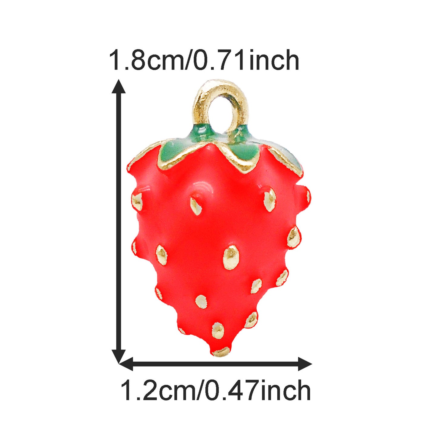 2pcs 14*17mm Quality Plated Red&White Strawberry Charms Alloy 3D Fruit Pendants for Jewelry Making DIY Crafts Supplies Keychains Decor