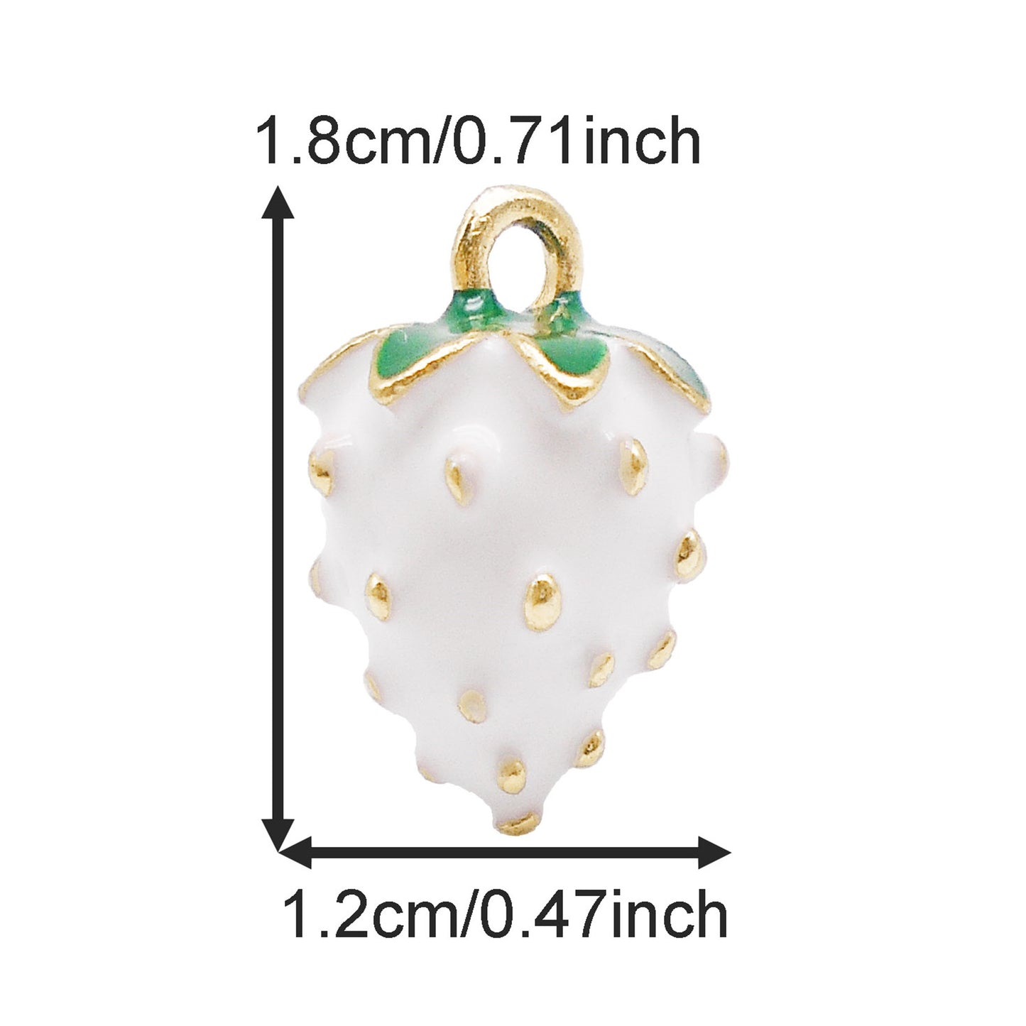 2pcs 14*17mm Quality Plated Red&White Strawberry Charms Alloy 3D Fruit Pendants for Jewelry Making DIY Crafts Supplies Keychains Decor