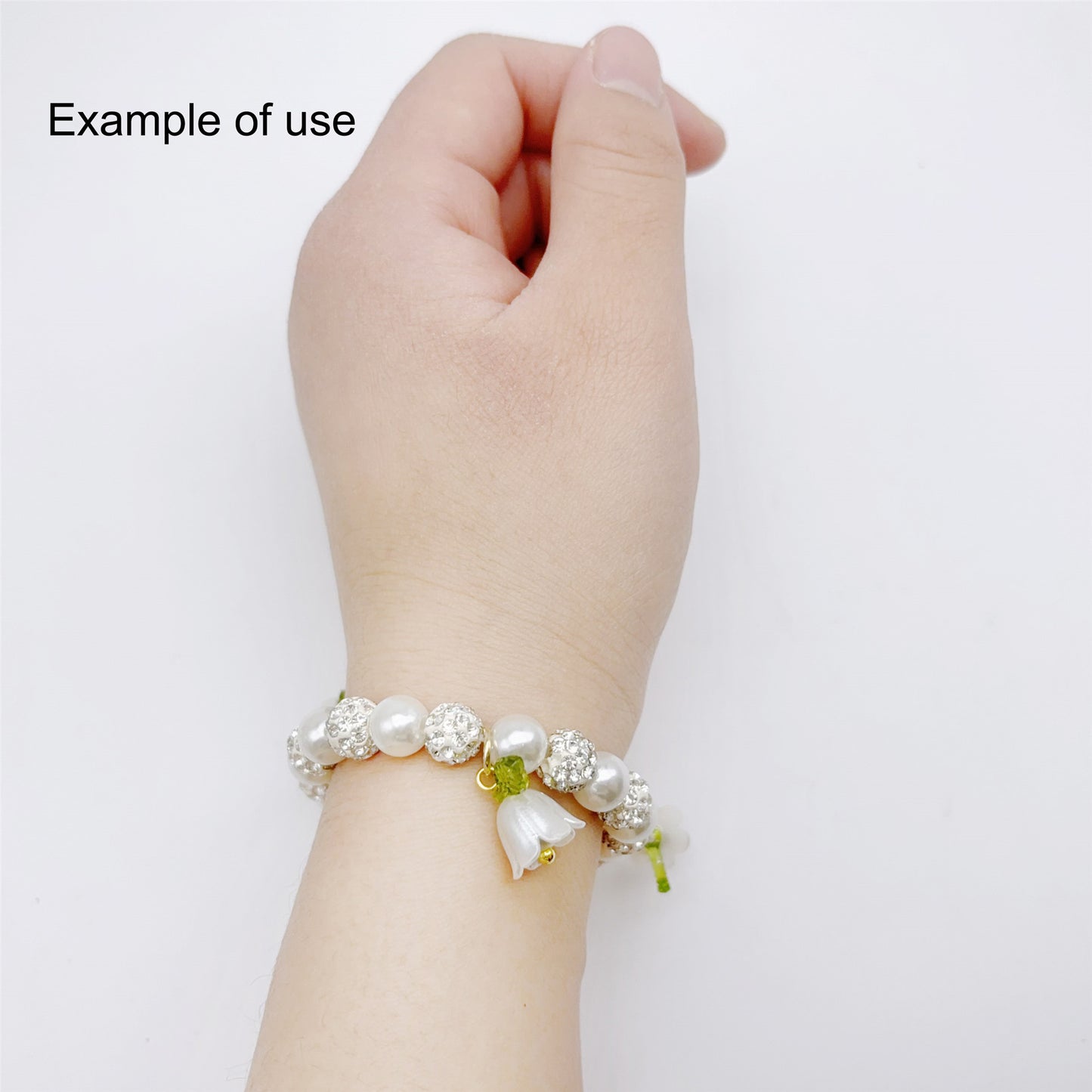 10PCS 14*14mm White Plastic Bell Flower Charms with Green Acrylic Leaf, Handmade Floral Dangles for Pendant Jewelry Making DIY Necklace Bracelet Crafts Supplies