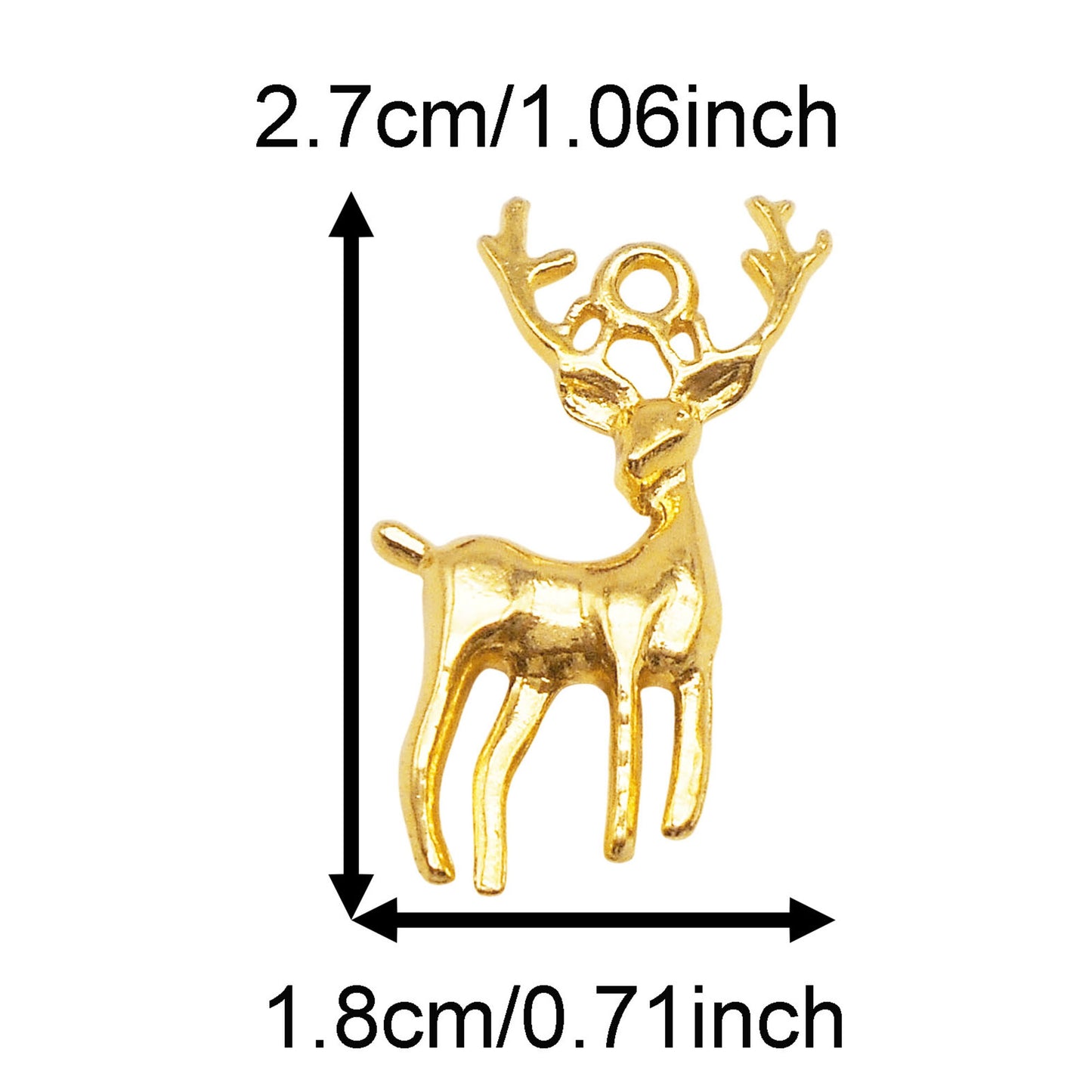 20pcs 18*27mm Gold Tone Deer Charms Alloy Christmas Elk Pendants for Party Decor Festival Gifts Jewelry Necklace Bracelet Earring Making Accessories