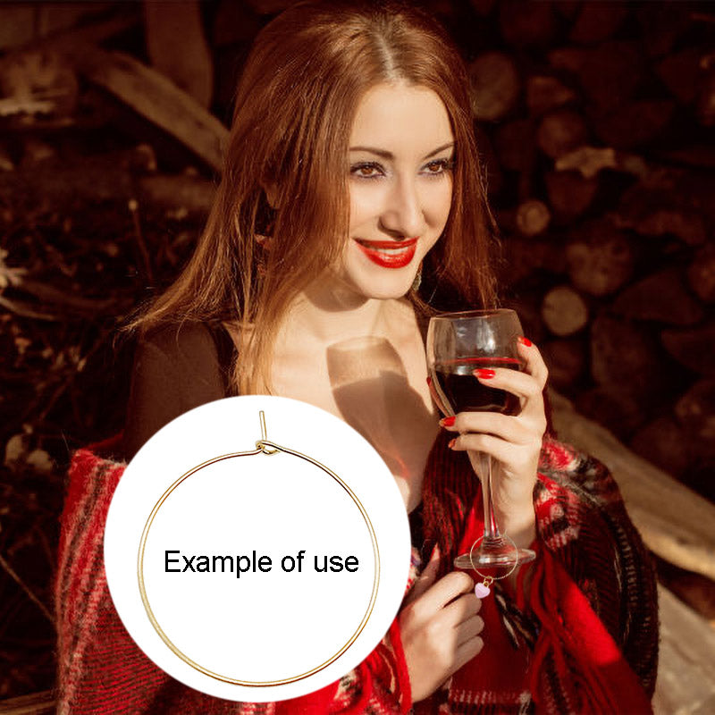 100pcs 30mm Gold Tone Alloy Rings Wine Glass Charms for Wedding Party Goblet Decor