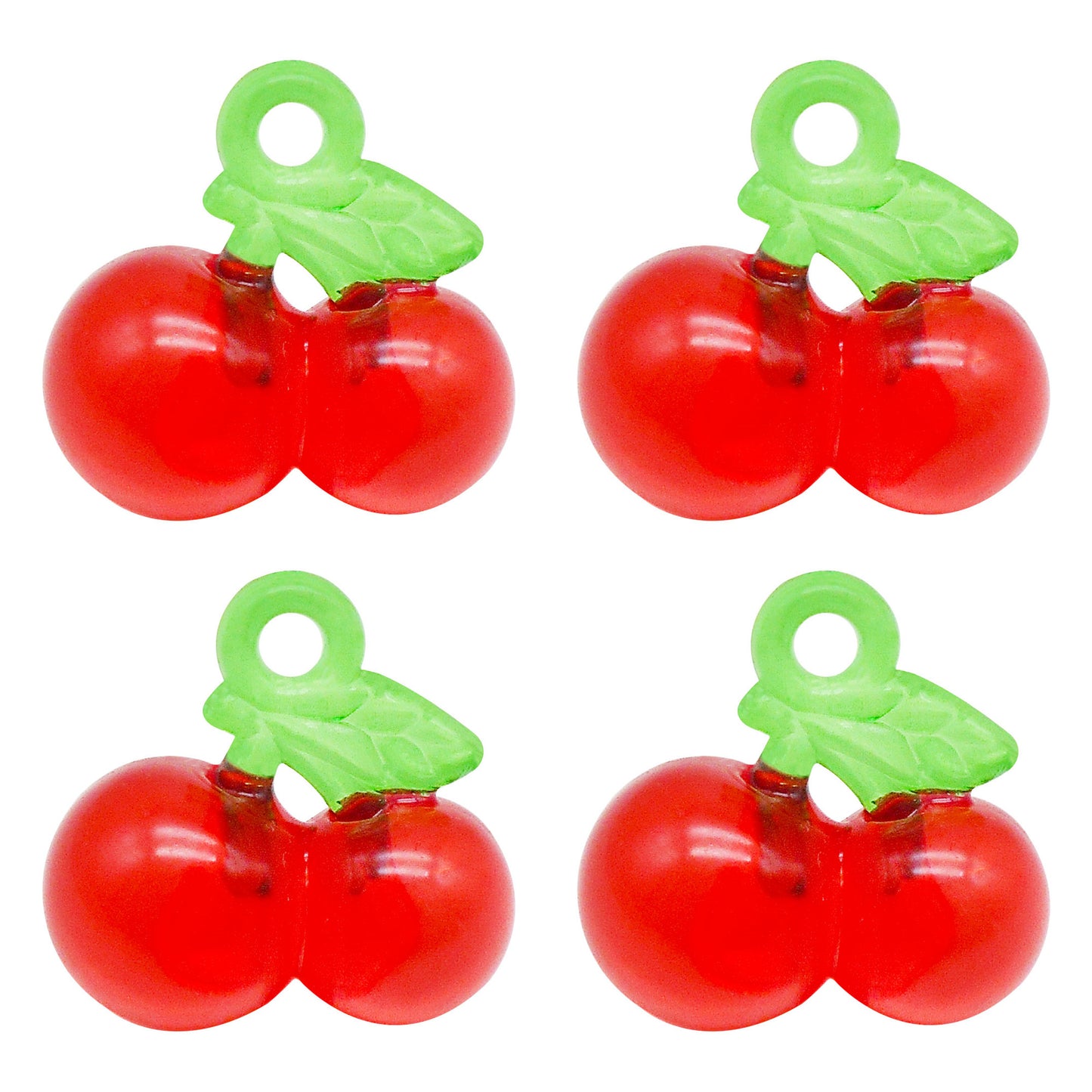 10pcs 19*19mm 3D Red Cherry Charms Plastic Fruit Dangle for Pendant Necklace Bracelet Earring Making Keychain Decor DIY Crafts