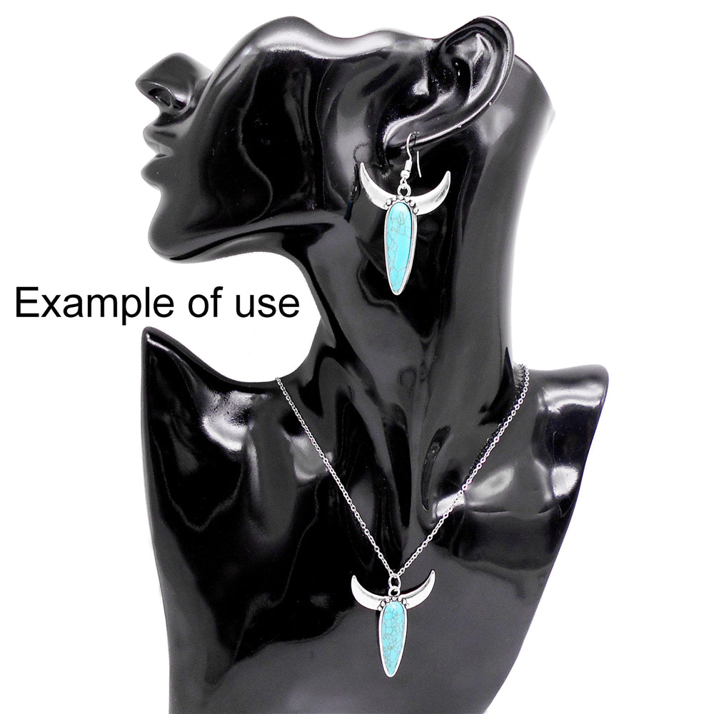 8pcs Handmade Metal Alloy Charms Blue Turquoise Embellished Retro Silver Color Pendants for DIY Crafts Jewelry Making Accessories