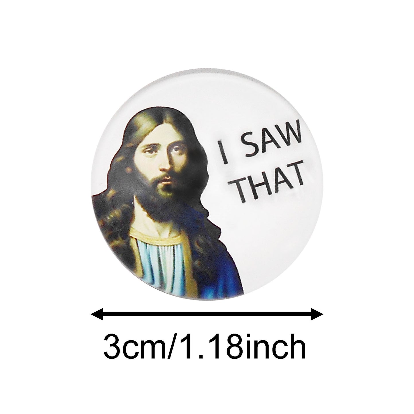 10pcs 25/30mm Character Portrait Embellishment Flat Back 'I SAW THAT' Cabochons Glass Crafts for Jewelry Making Keychain Decor