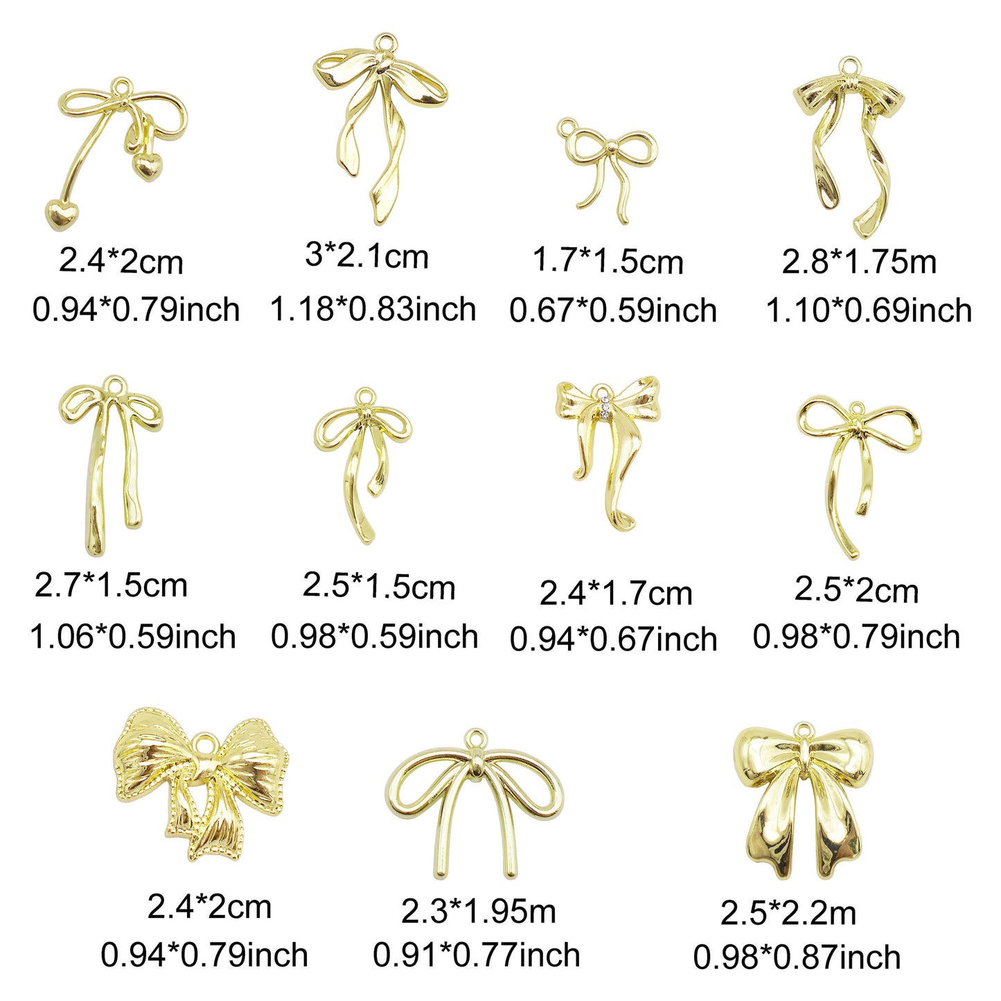 1/10/11/21pcs Colorfast Metal Alloy Bow Charms Light Gold&Silver Color Bowknot Pendants for Necklace Bracelet Earring Jewelry Making Accessories