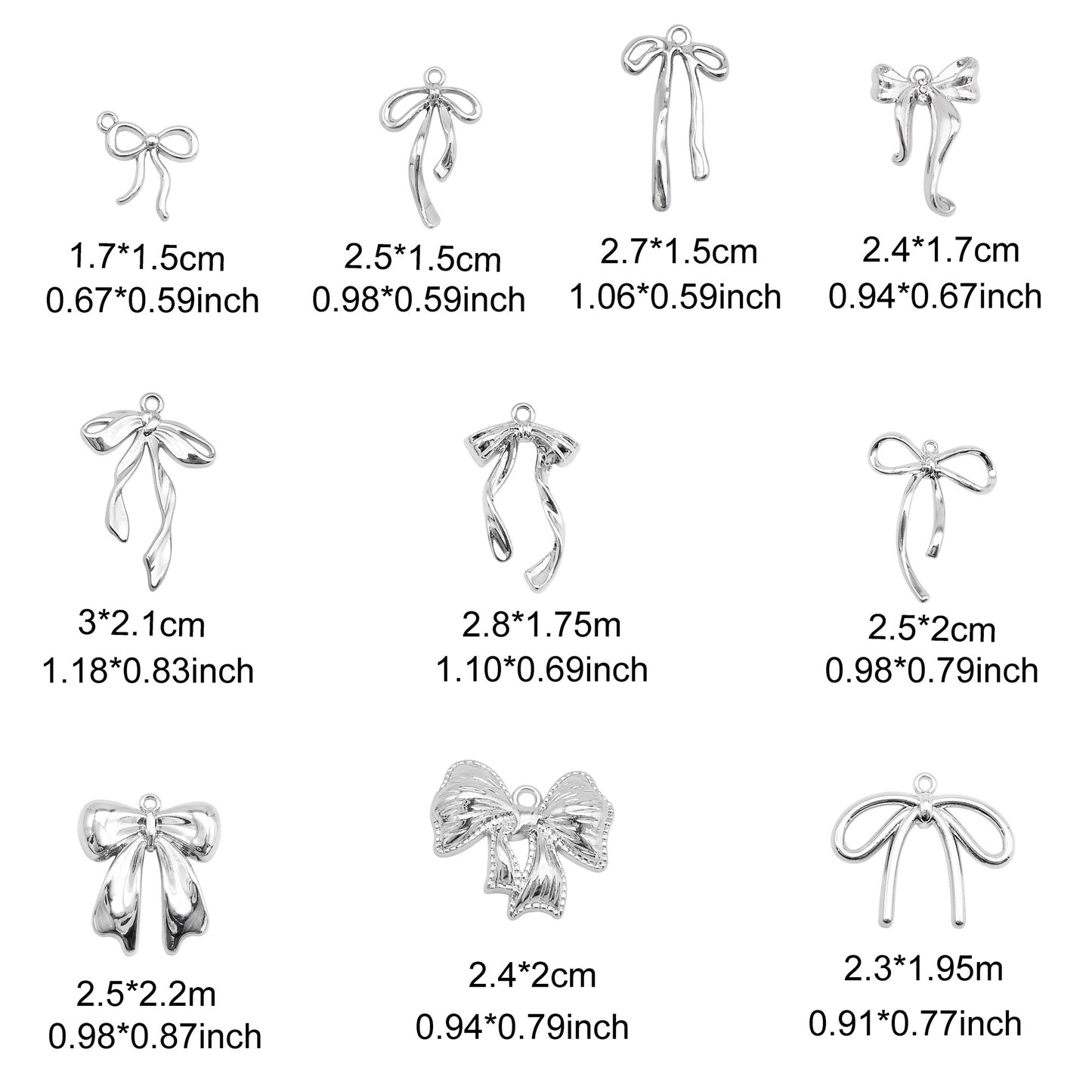 1/10/11/21pcs Colorfast Metal Alloy Bow Charms Light Gold&Silver Color Bowknot Pendants for Necklace Bracelet Earring Jewelry Making Accessories