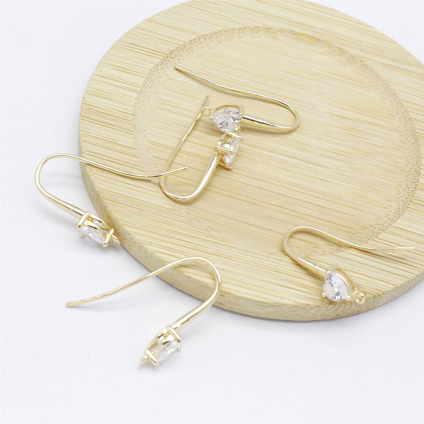 1 Pair 23*20mm Quality Plated Gold Color Brass French Ear Wire Crystal Zircon Heart Earrings Women Hypoallergenic Earring Piercing Jewelry