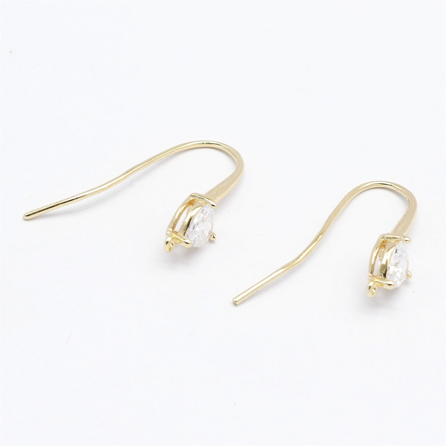 1 Pair 23*20mm Quality Plated Gold Color Brass French Ear Wire Crystal Zircon Heart Earrings Women Hypoallergenic Earring Piercing Jewelry