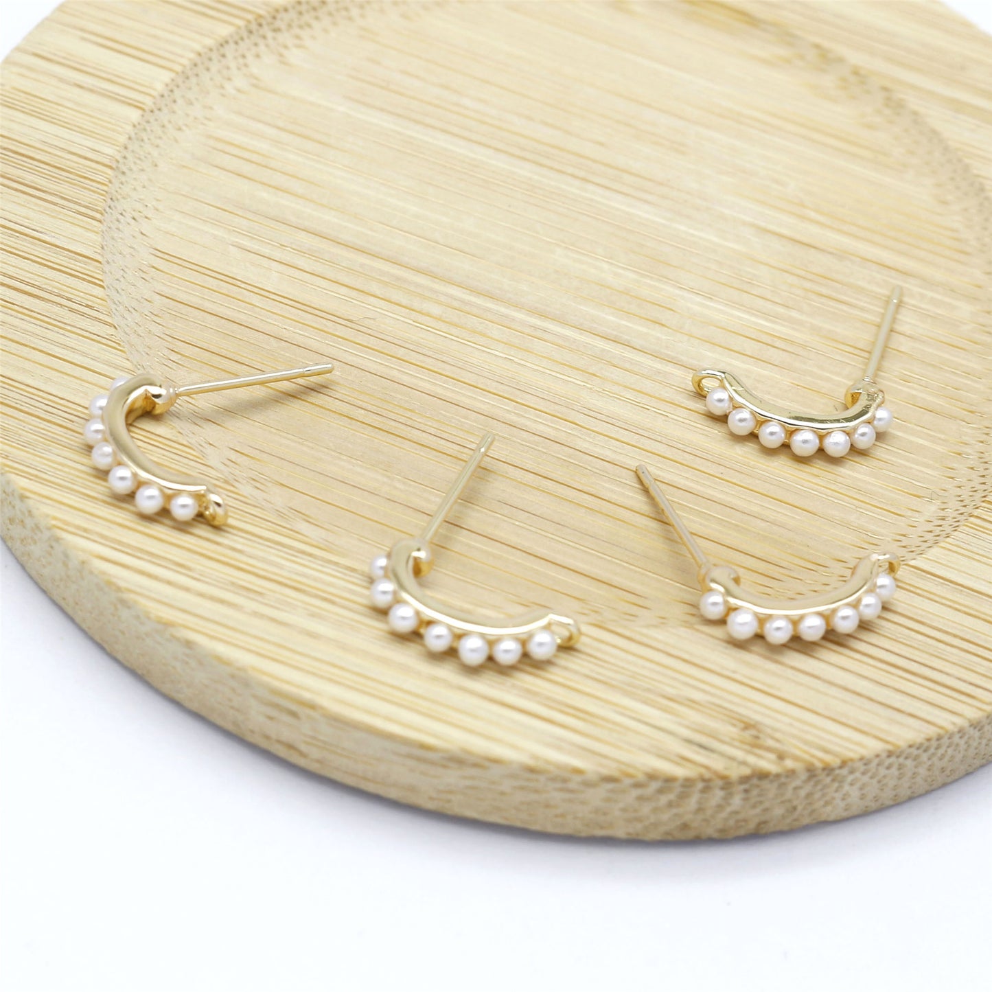 1 Pair 18*13mm Gold Color Brass Ear Post with Loop for Charms Imitation Pearl Embellished Stud Earring Women Hypoallergenic Earring Piercing Jewelry