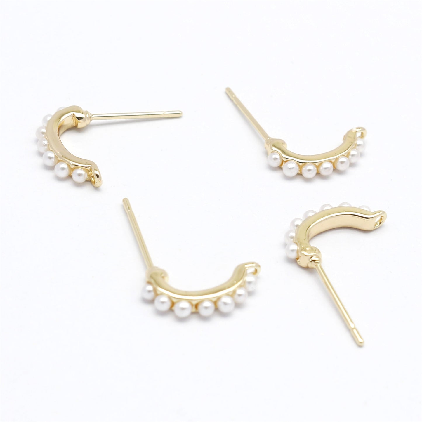 1 Pair 18*13mm Gold Color Brass Ear Post with Loop for Charms Imitation Pearl Embellished Stud Earring Women Hypoallergenic Earring Piercing Jewelry