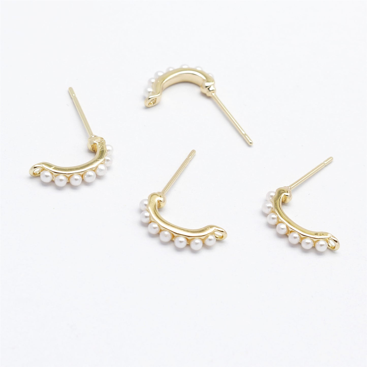1 Pair 18*13mm Gold Color Brass Ear Post with Loop for Charms Imitation Pearl Embellished Stud Earring Women Hypoallergenic Earring Piercing Jewelry