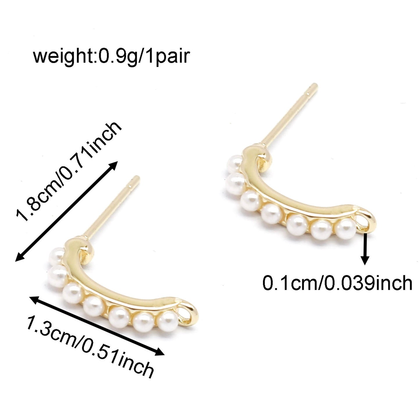 1 Pair 18*13mm Gold Color Brass Ear Post with Loop for Charms Imitation Pearl Embellished Stud Earring Women Hypoallergenic Earring Piercing Jewelry