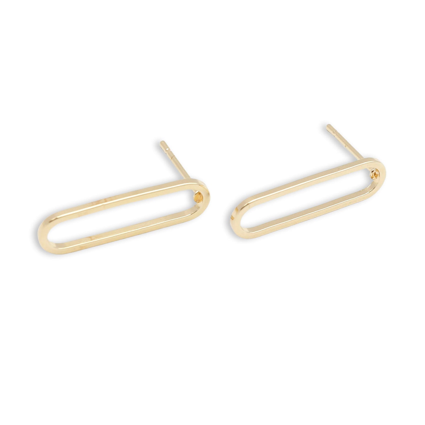 1 Pair 20*6mm Color-lasting Gold Tone Brass Ear Posts Oval Hoop Stud Earrings Hypoallergenic Women Ear Piercing Jewelry