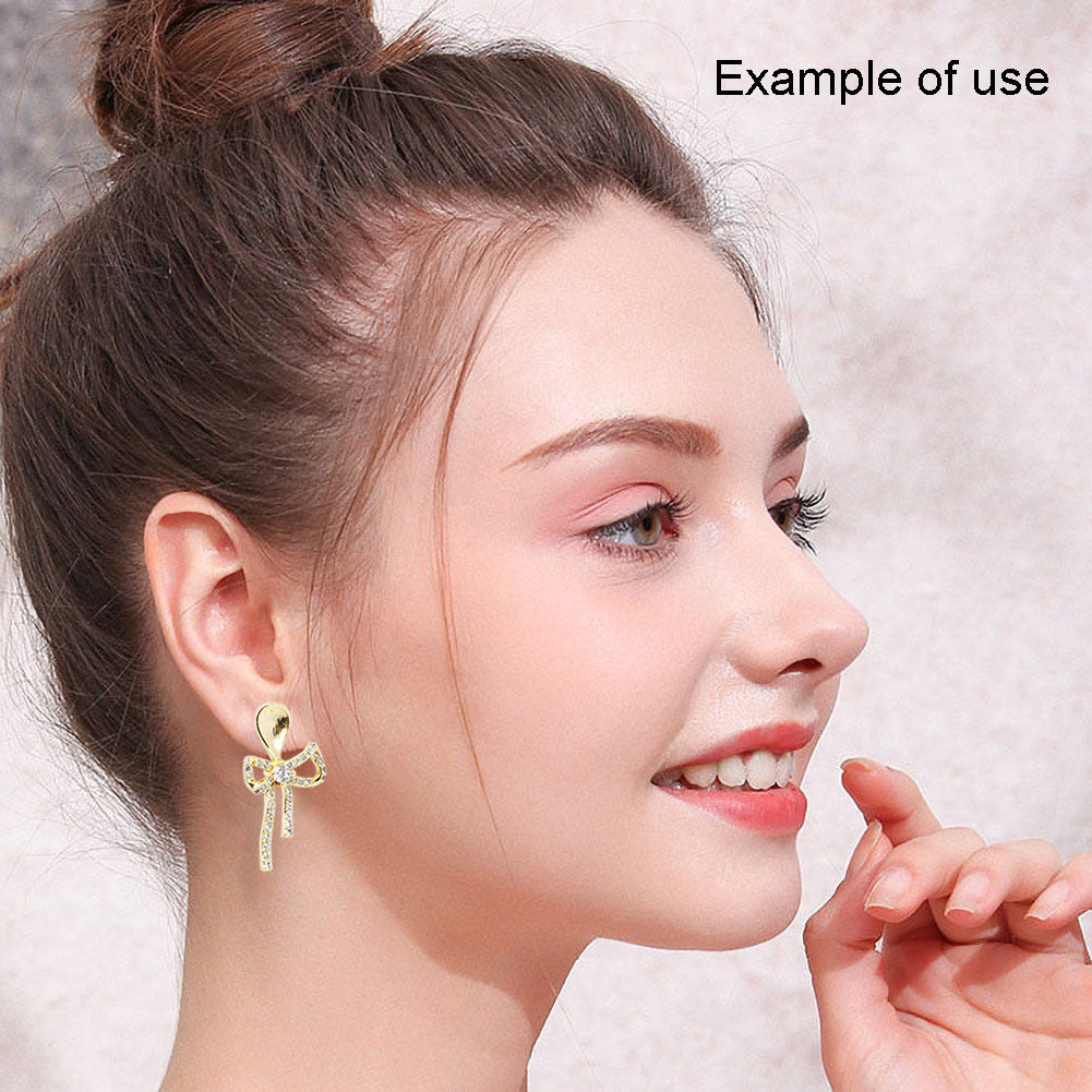 1 Pair 24*12mm Gold Color Brass Bow Ear Post with Rhinestones Crystal Embellished Bowknot Stud Earrings Hypoallergenic Earring Decoration