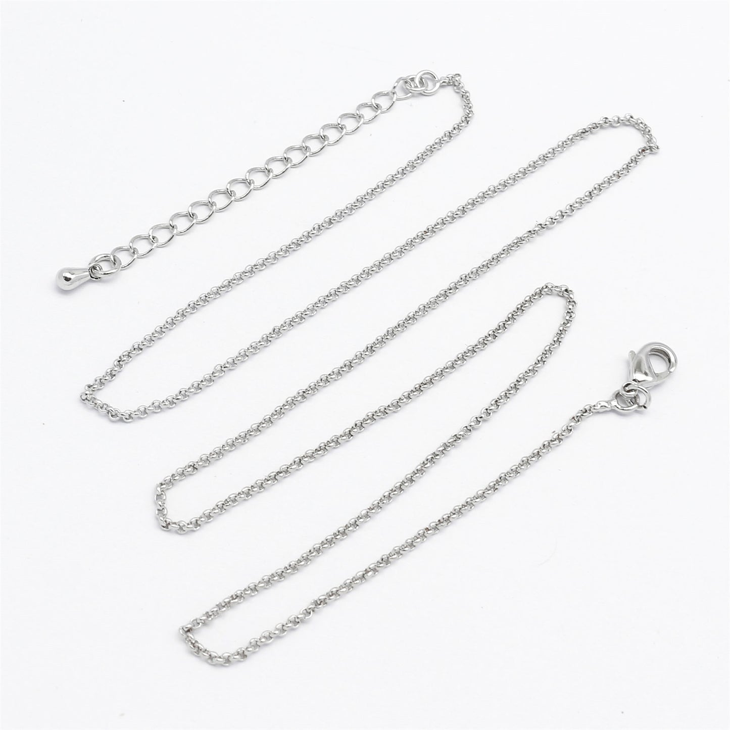 1 Piece 46cm Quality Plated Gold&Silver Color Copper Interlocking Ring Necklace Chain with 6cm Extension Chain for Jewelry Making