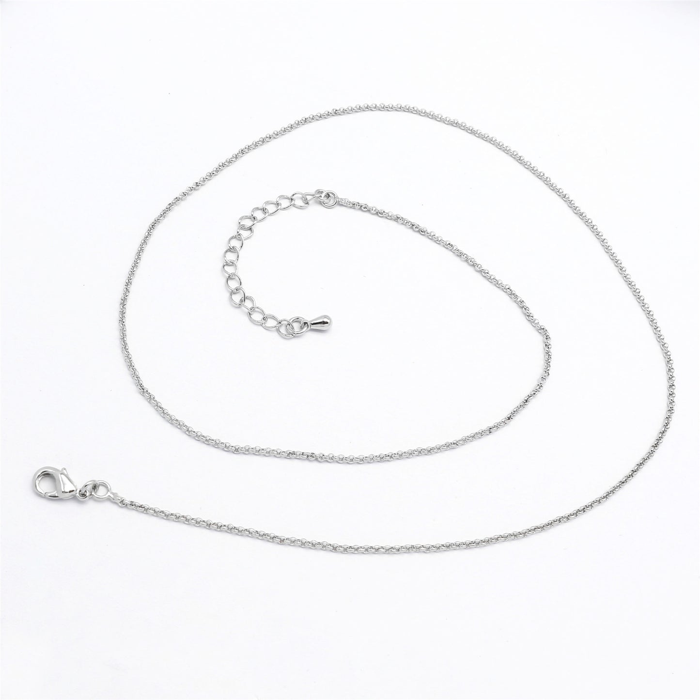 1 Piece 46cm Quality Plated Gold&Silver Color Copper Interlocking Ring Necklace Chain with 6cm Extension Chain for Jewelry Making