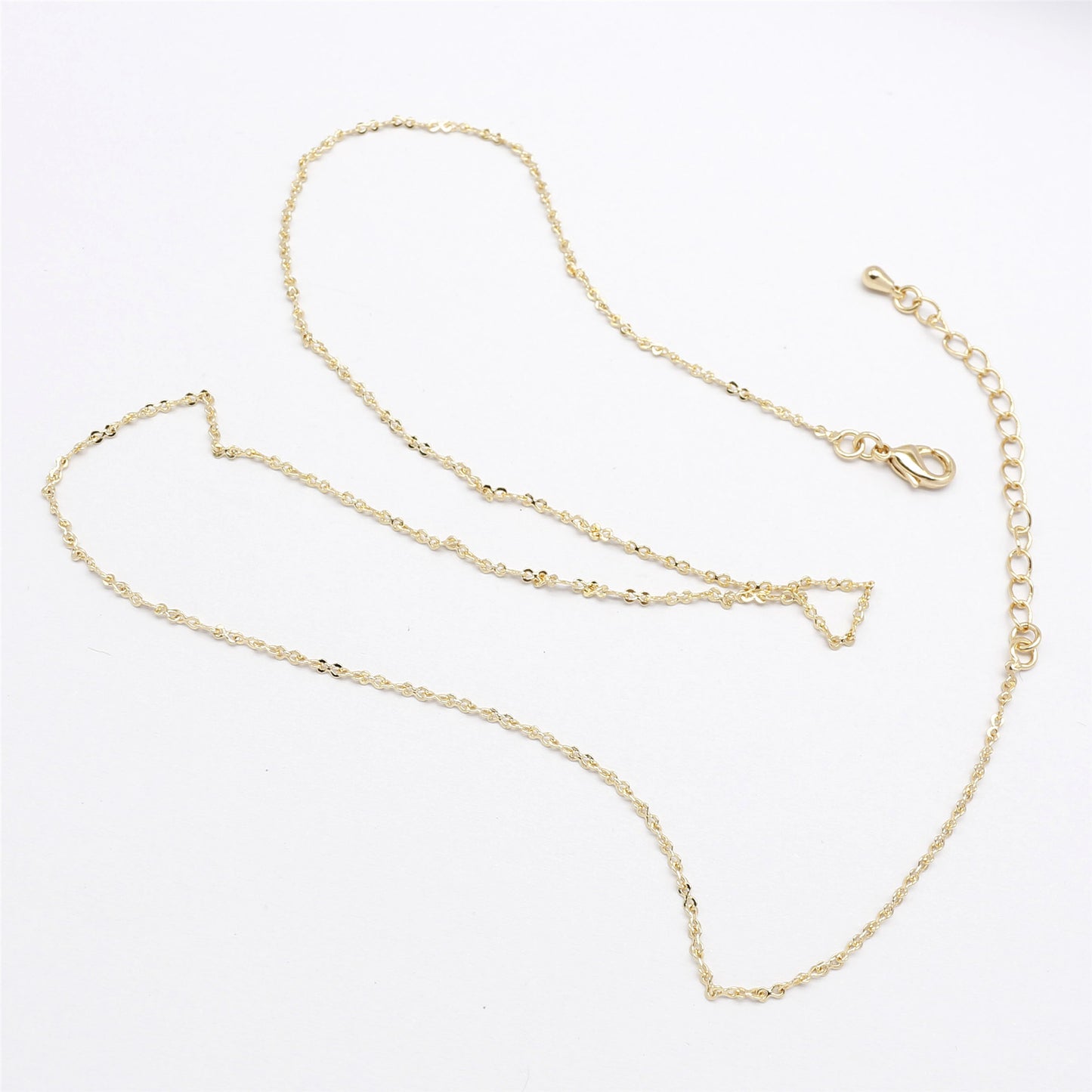 1 Piece 46cm Quality Plated Gold&Silver Color Copper Interlocking Ring Necklace Chain with 6cm Extension Chain for Jewelry Making