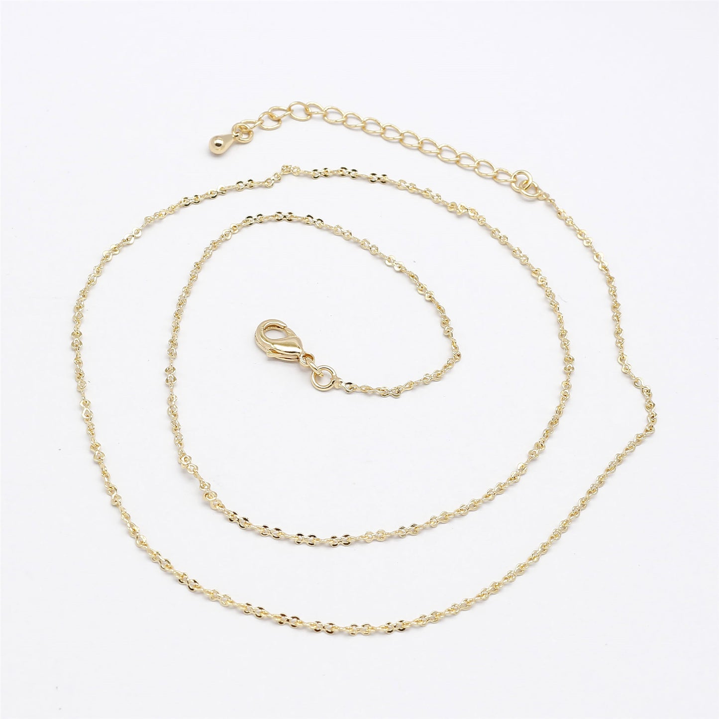 1 Piece 46cm Quality Plated Gold&Silver Color Copper Interlocking Ring Necklace Chain with 6cm Extension Chain for Jewelry Making
