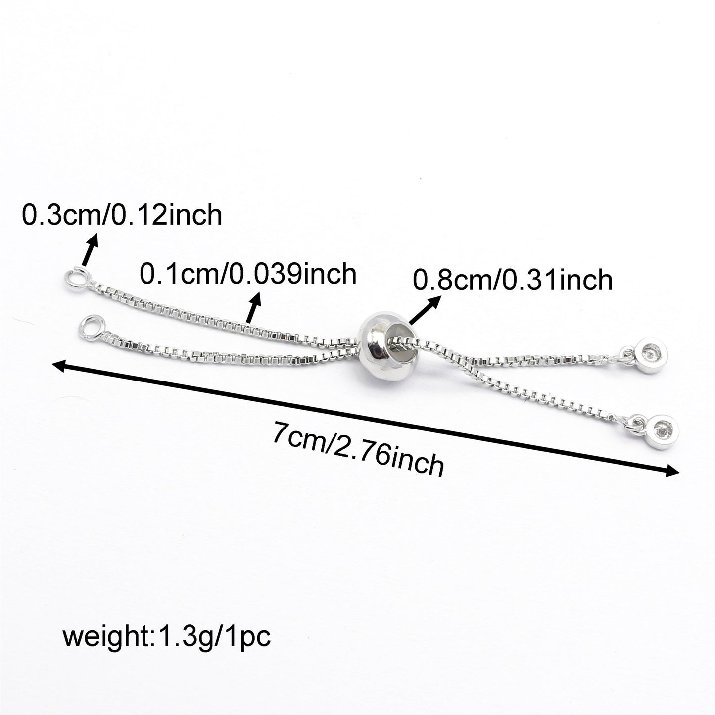 1 Piece 70mm Silver Color Jewelry Chain with Silicone Beads Copper Adjustable Extension Chains for Necklace Bracelet Accessories