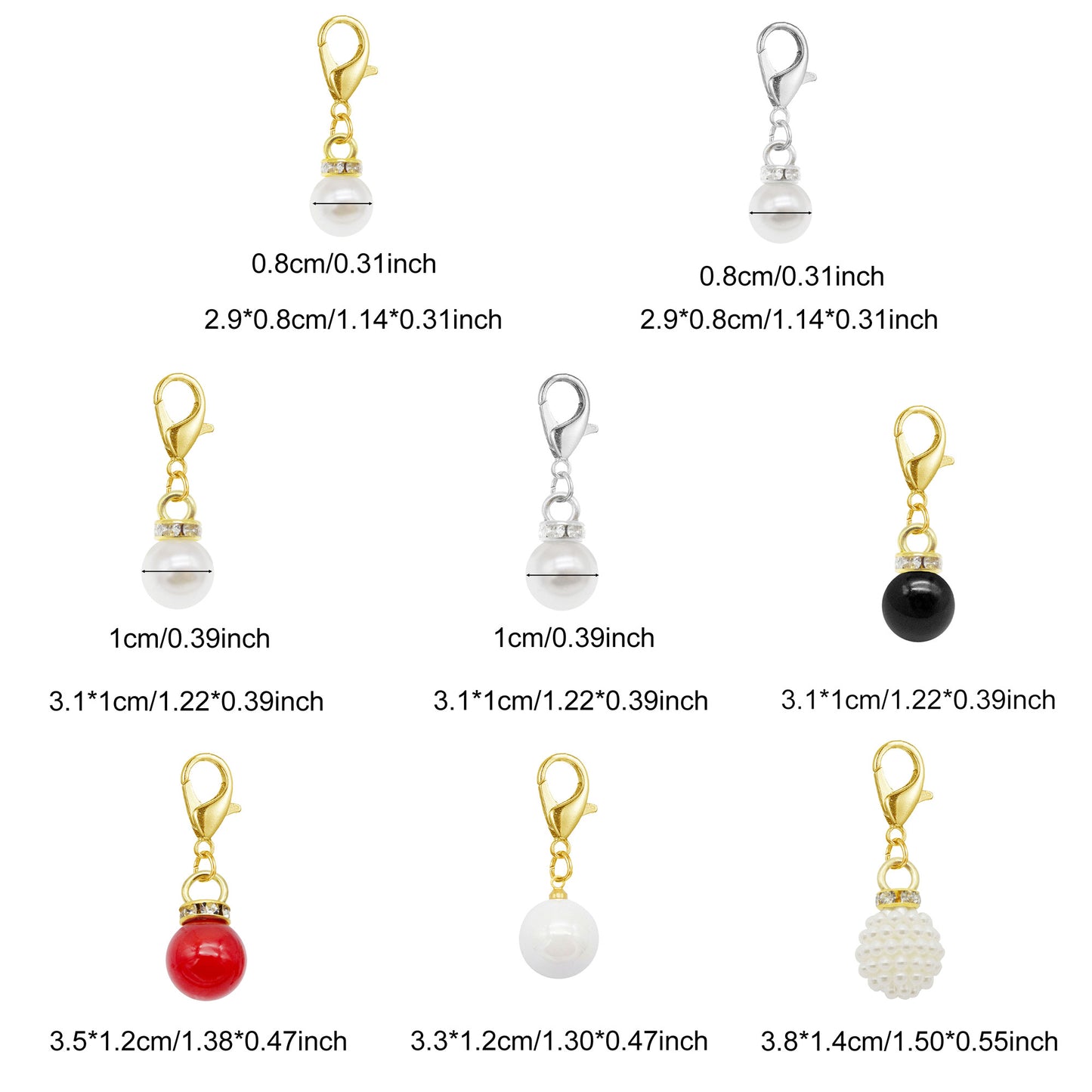 1 Piece Handmade Faux Pearl Pendant with Crystal Rhinestones Multi-color Shoes Charms Hat Bag Hanging Decor Keychains Dangle
