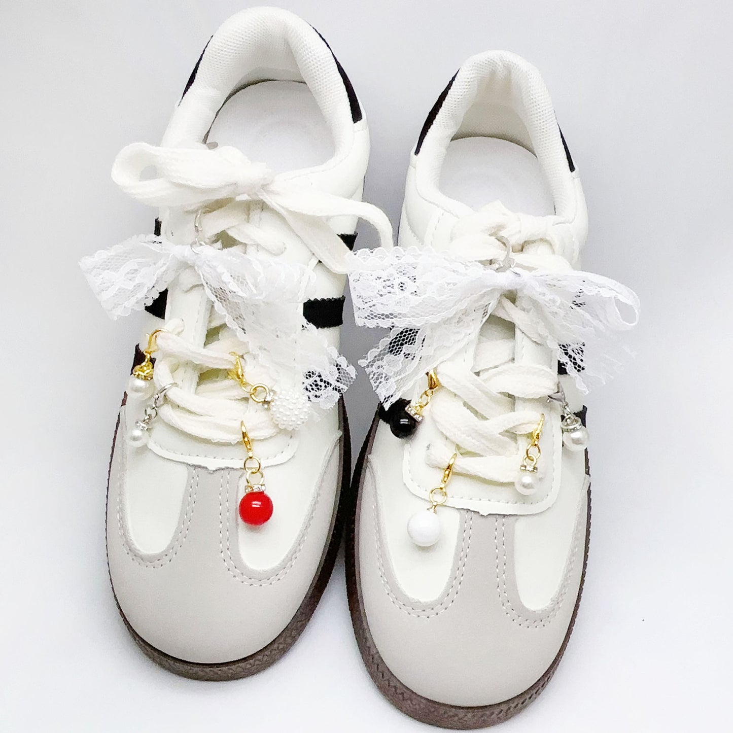 1 Piece Handmade Faux Pearl Pendant with Crystal Rhinestones Multi-color Shoes Charms Hat Bag Hanging Decor Keychains Dangle