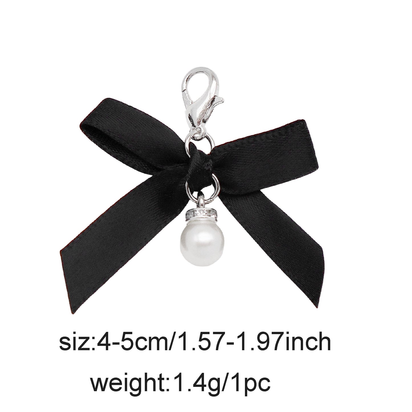 4pcs 4-5cm Handmade Ribbon Bowknot Pendants with Imitation Pearl Dangle Shoe Charms Earring Necklace Bracelet Jewelry Making Accessories Women Ladies Purses Bags Clothes Hanging Decor