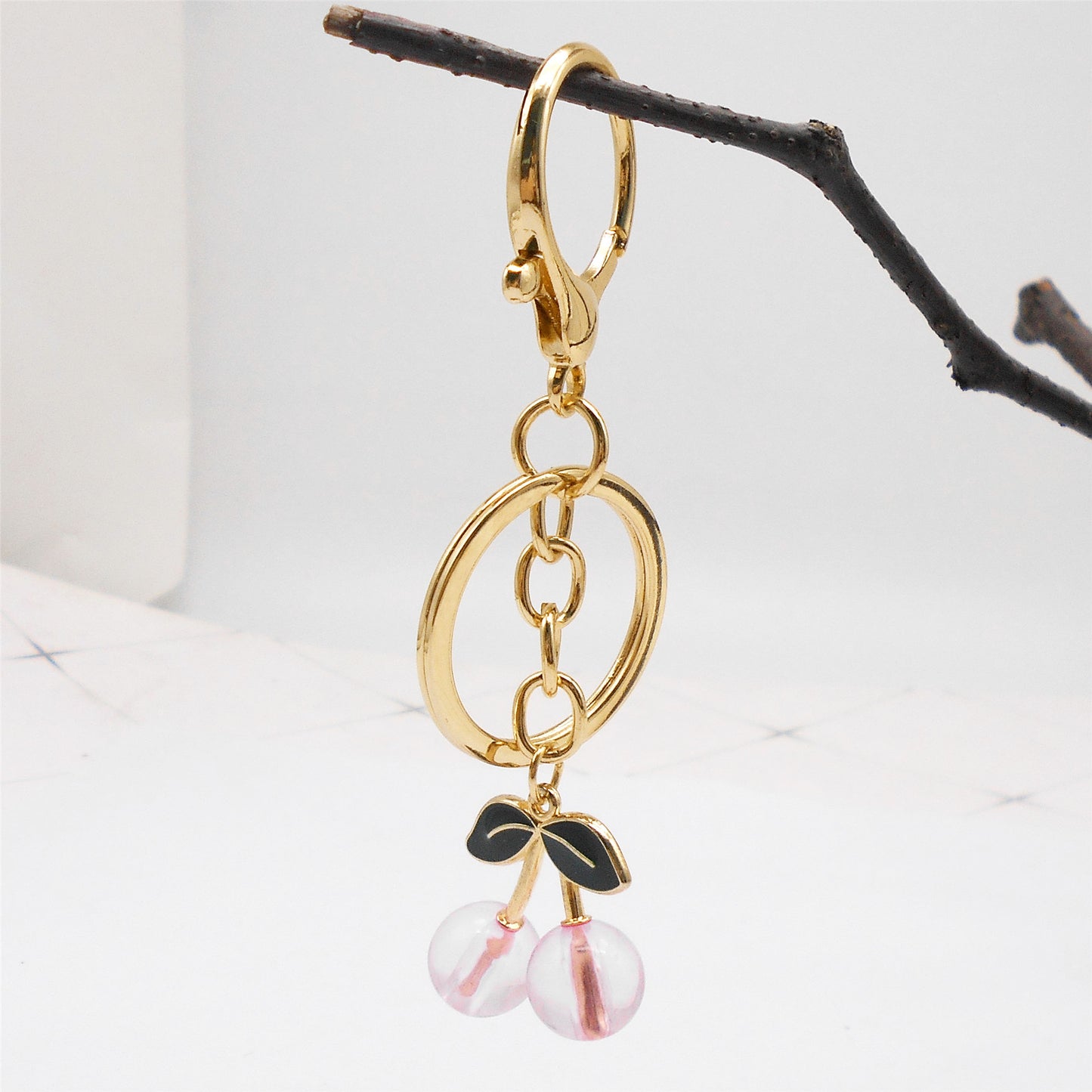 6pcs 25*25mm Acrylic Cherry Charms with Alloy Enamel Leaf 3D Fruit Pendants Fashion Jewelry Accessories for Necklace Bracelet Earring Making Keychains Shoes Bags Crafts Decor