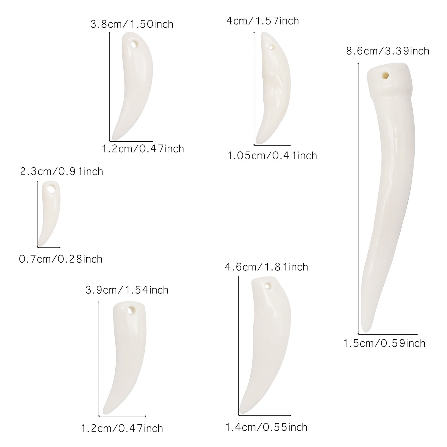 Resin Wolf Teeth Charms White Animal Fangs Pendants for Necklace Bracelet Making Jewelry Supplies Crafts Decoration
