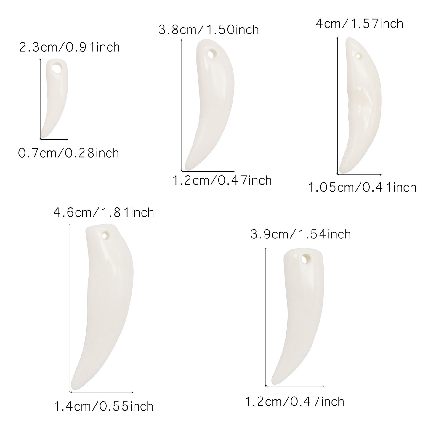 Resin Wolf Teeth Charms White Animal Fangs Pendants for Necklace Bracelet Making Jewelry Supplies Crafts Decoration