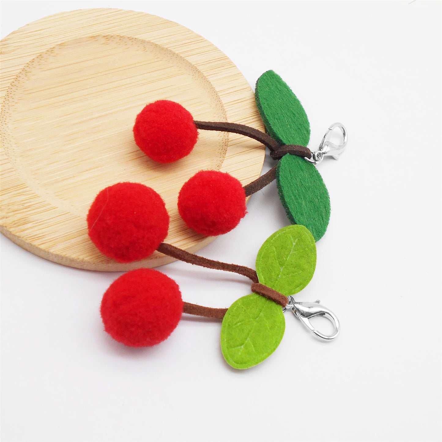2pcs Fabric Cherry Pendants with Lobster Clasps 3D Fruit Shoe Charms Jewelry Making Supplies Clothes Bags Hanging Decor