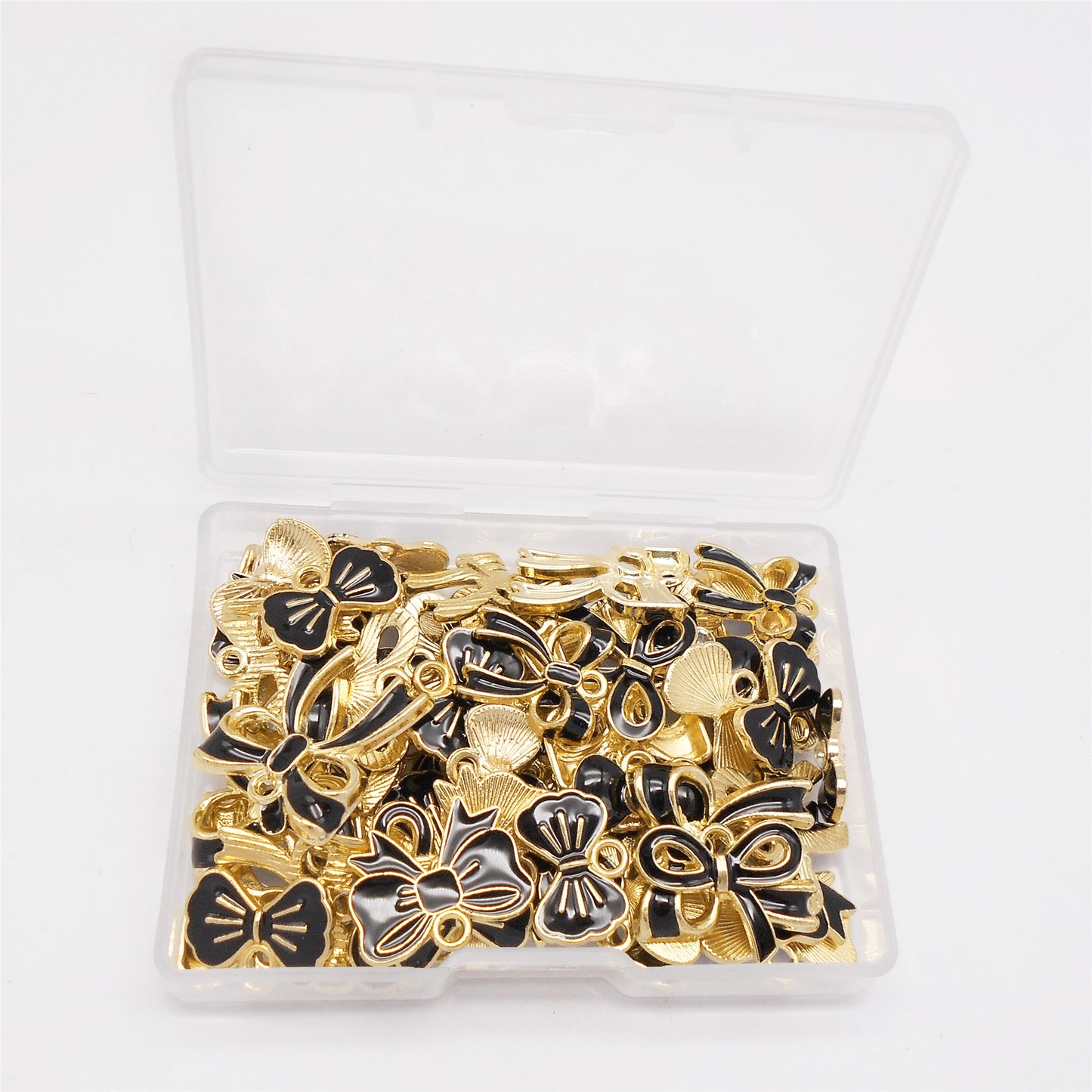 1 Box of 60Pcs Metal Alloy Bow Charms Enamel Bowknot Pendants for Jewelry Necklace Bracelet Earring Making Accessories DIY Crafts Decoration