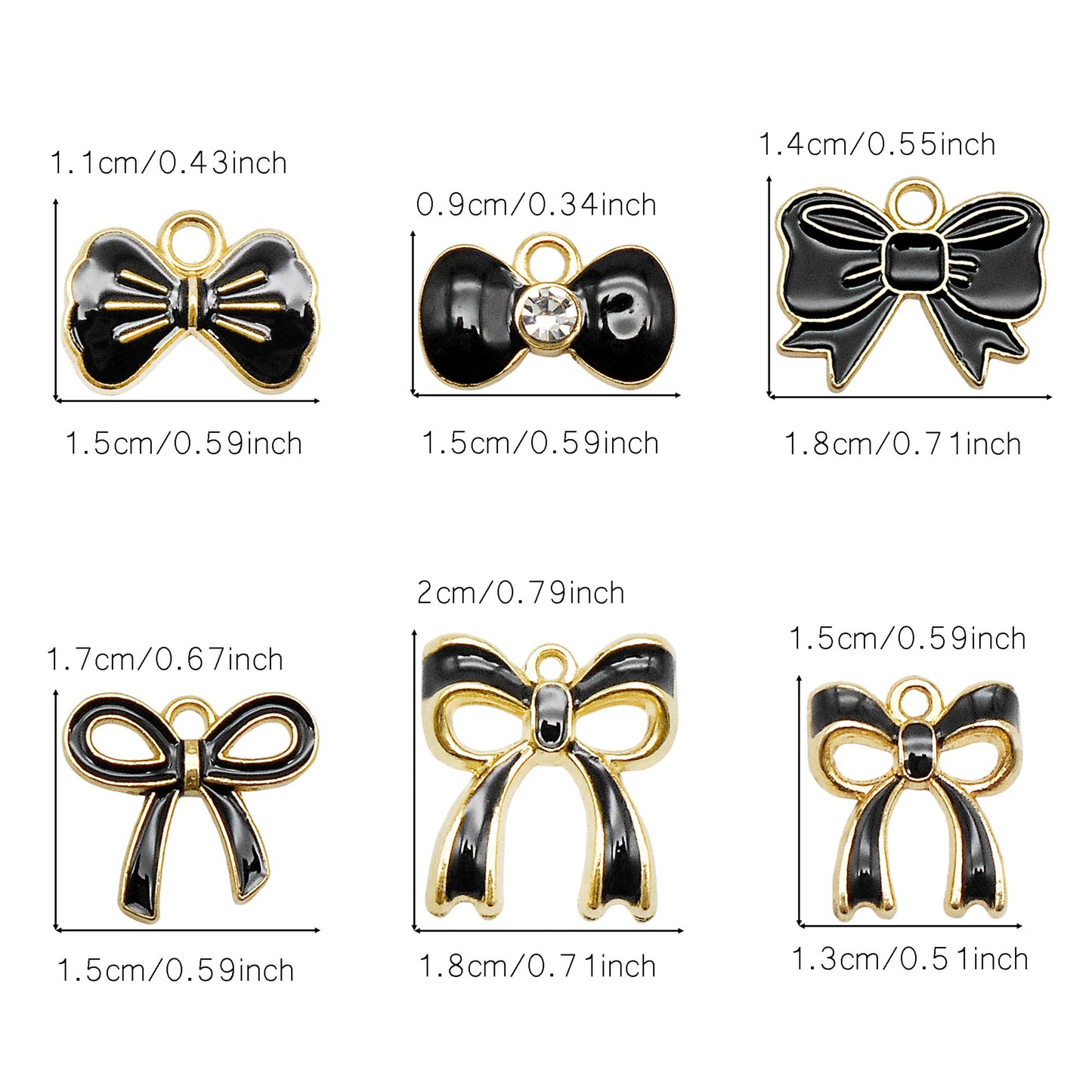 1 Box of 60Pcs Metal Alloy Bow Charms Enamel Bowknot Pendants for Jewelry Necklace Bracelet Earring Making Accessories DIY Crafts Decoration