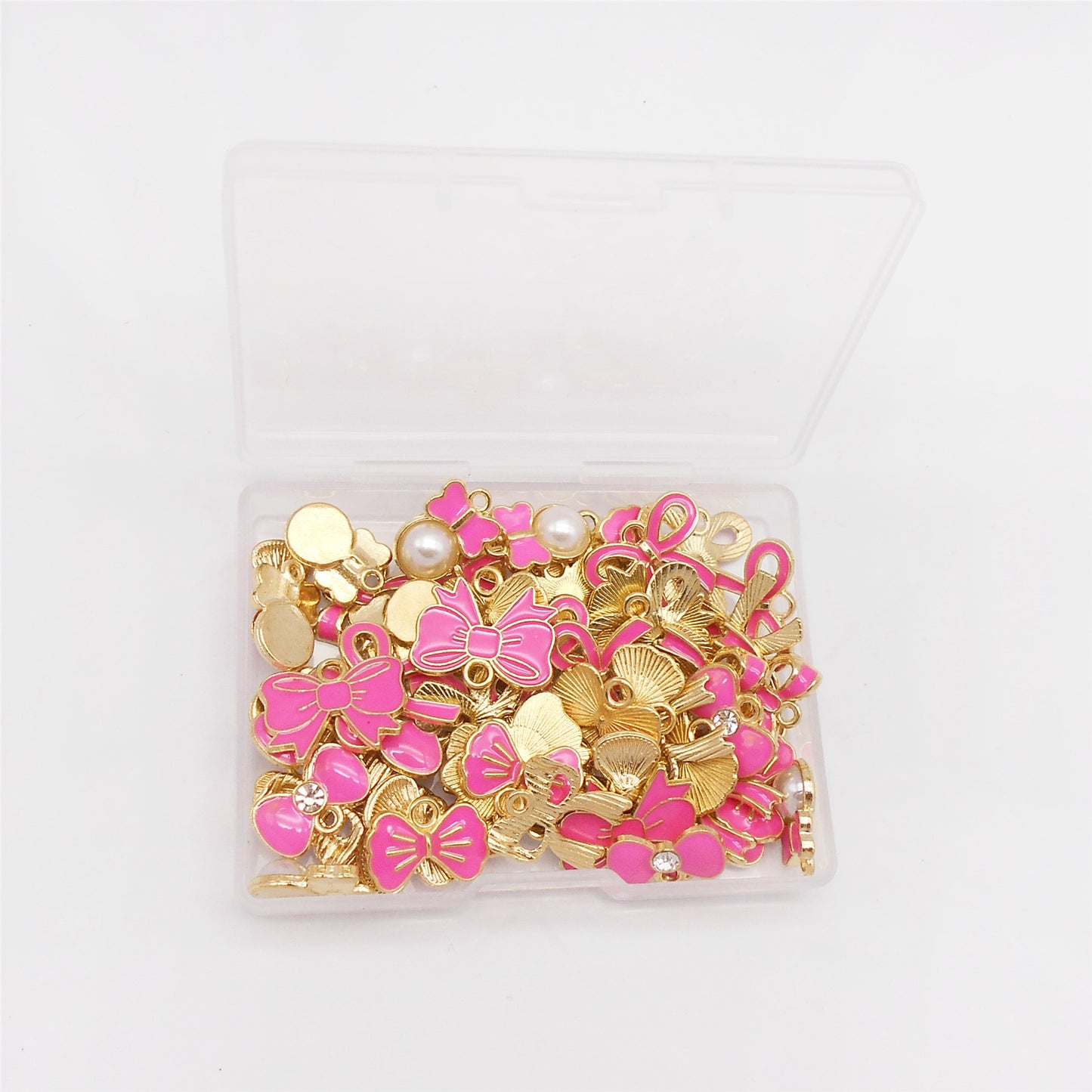 1 Box of 60Pcs Metal Alloy Bow Charms Enamel Bowknot Pendants for Jewelry Necklace Bracelet Earring Making Accessories DIY Crafts Decoration