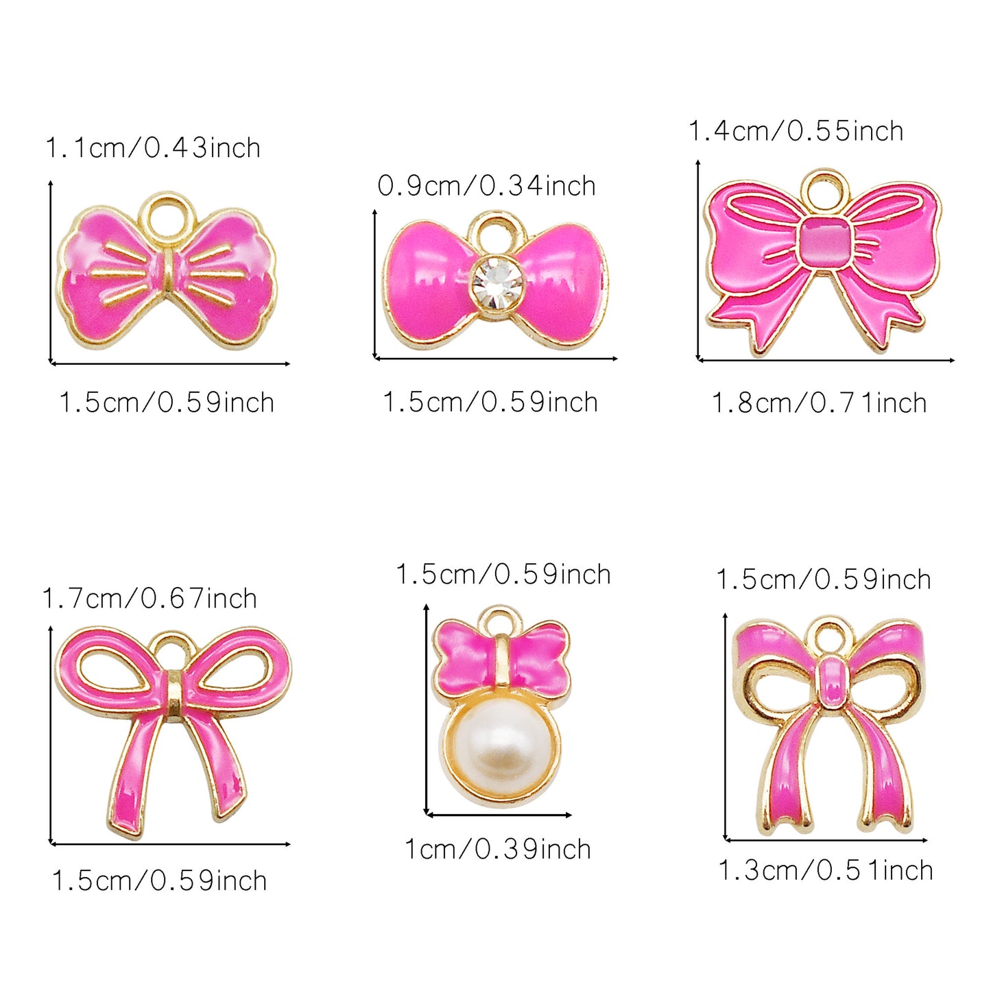 1 Box of 60Pcs Metal Alloy Bow Charms Enamel Bowknot Pendants for Jewelry Necklace Bracelet Earring Making Accessories DIY Crafts Decoration