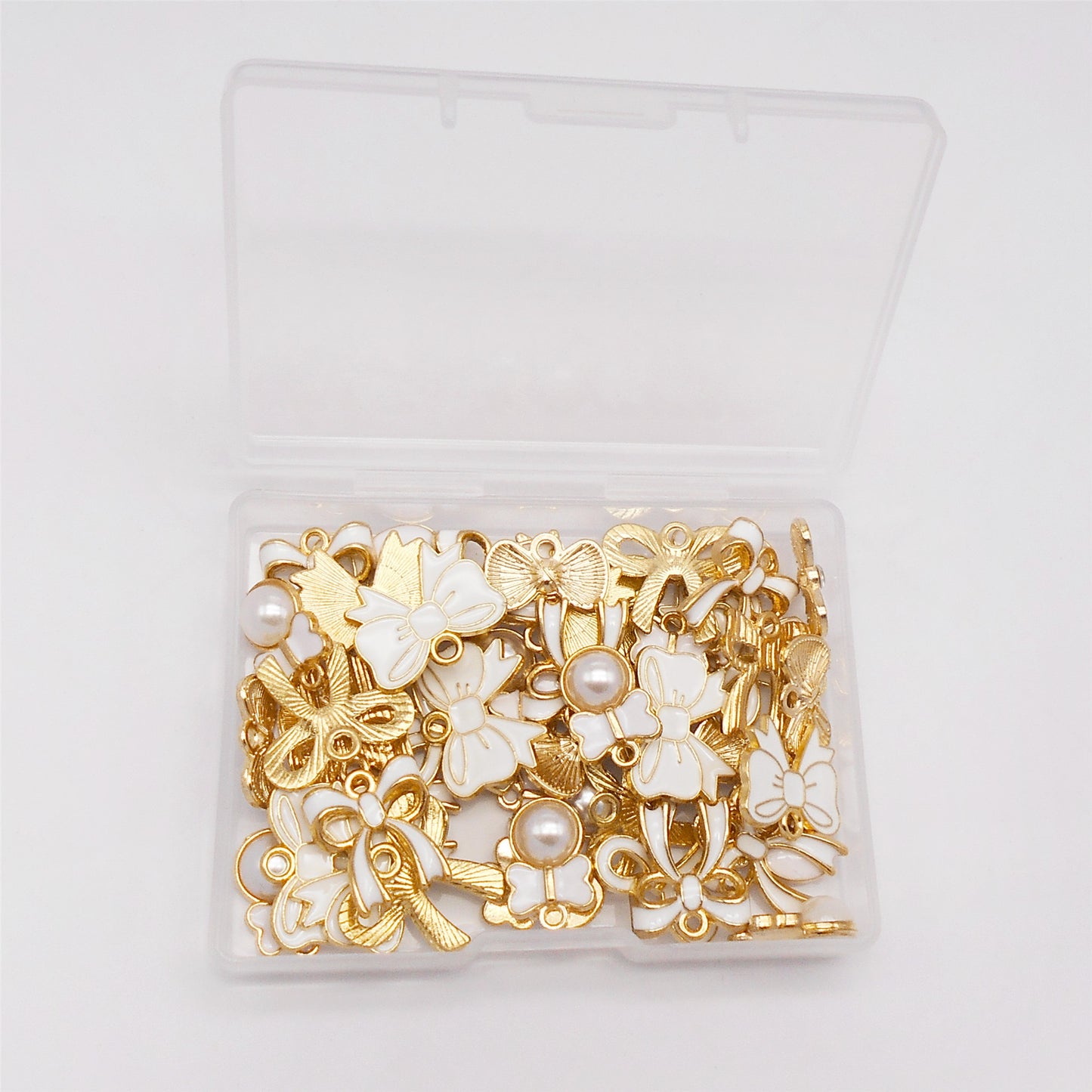 1 Box of 60Pcs Metal Alloy Bow Charms Enamel Bowknot Pendants for Jewelry Necklace Bracelet Earring Making Accessories DIY Crafts Decoration