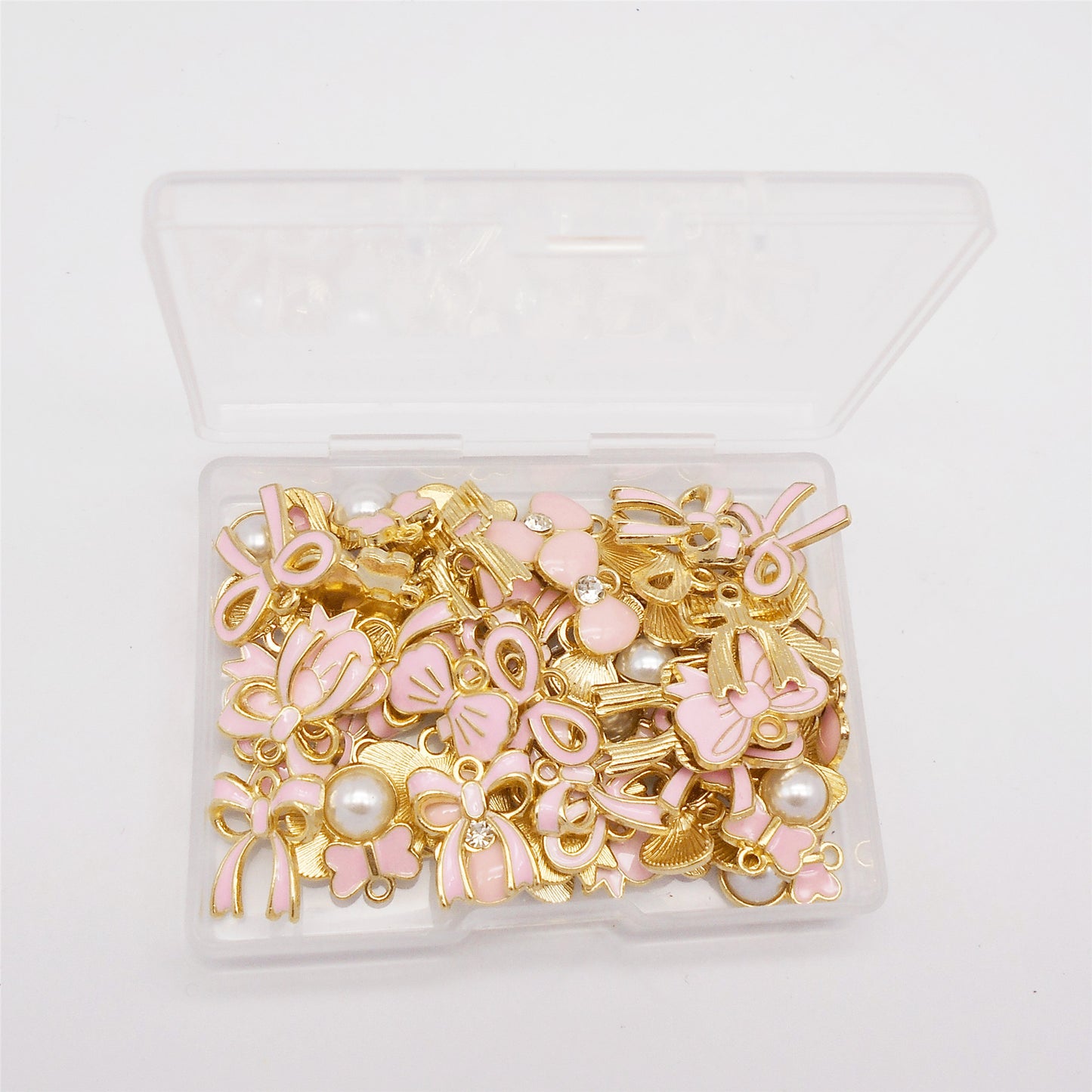 1 Box of 60Pcs Metal Alloy Bow Charms Enamel Bowknot Pendants for Jewelry Necklace Bracelet Earring Making Accessories DIY Crafts Decoration